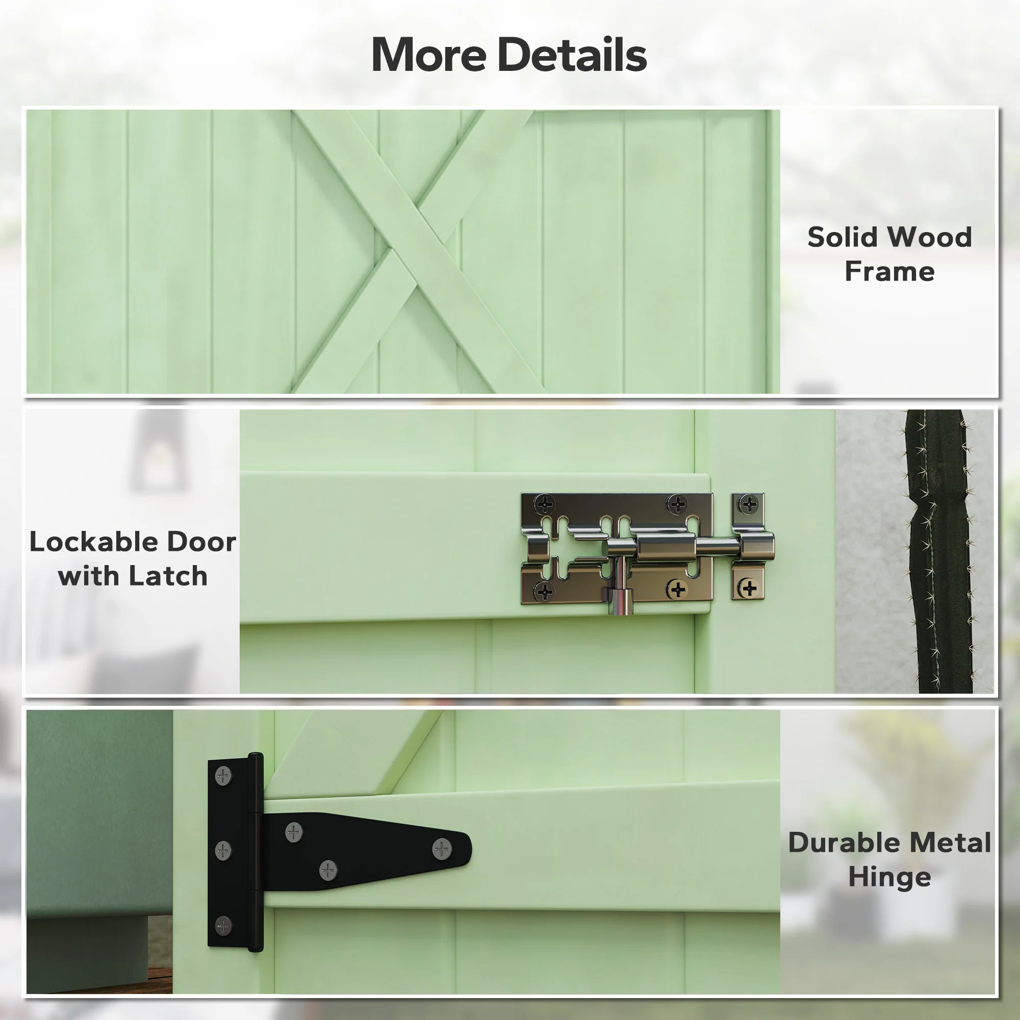 Outsunny Garden Shed Outdoor Tool Storage w/ 2 Shelves 75 x 56 x115cm Green - Image 6