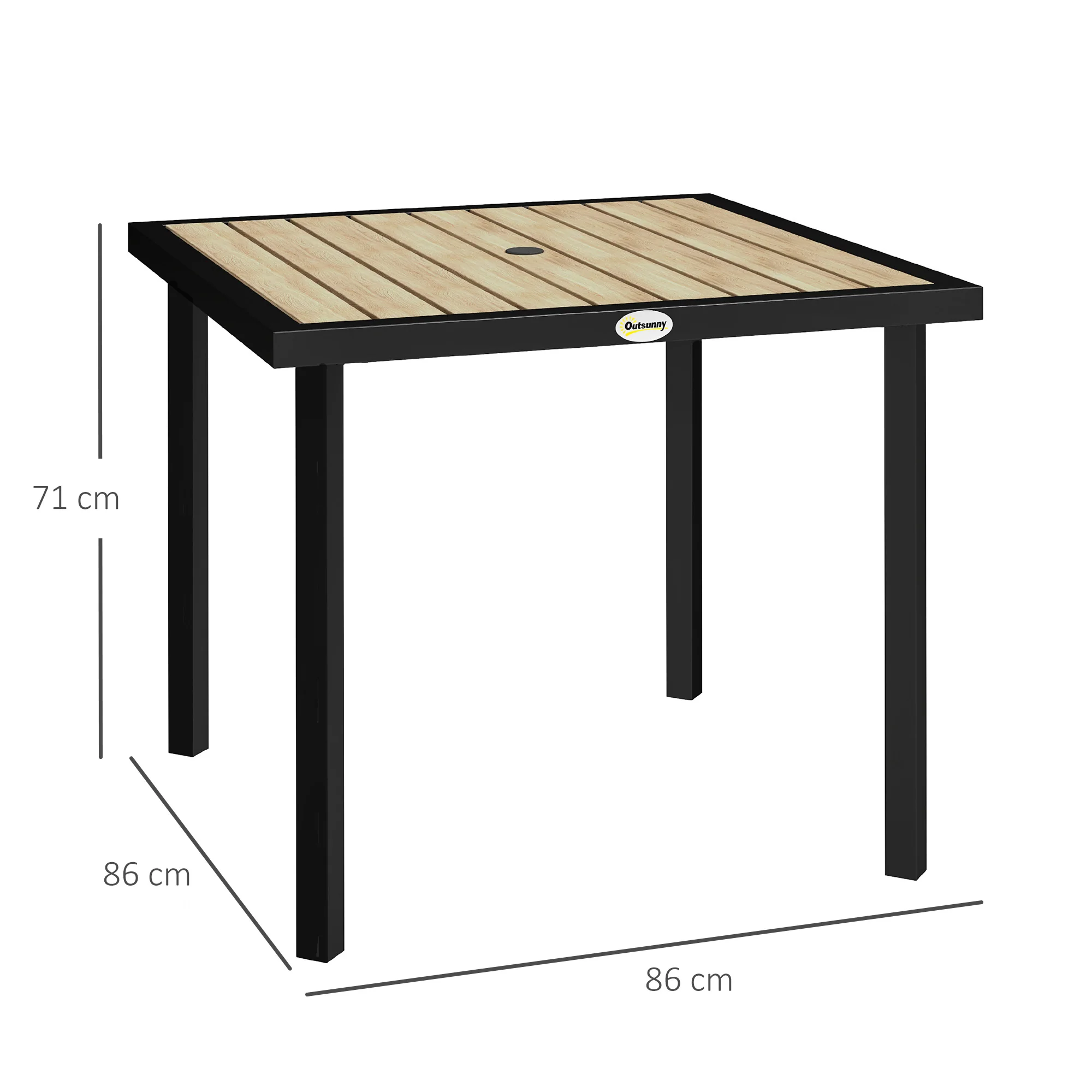 Outsunny Garden Table for 4 Person with 5.4cm Parasol Hole - Image 5