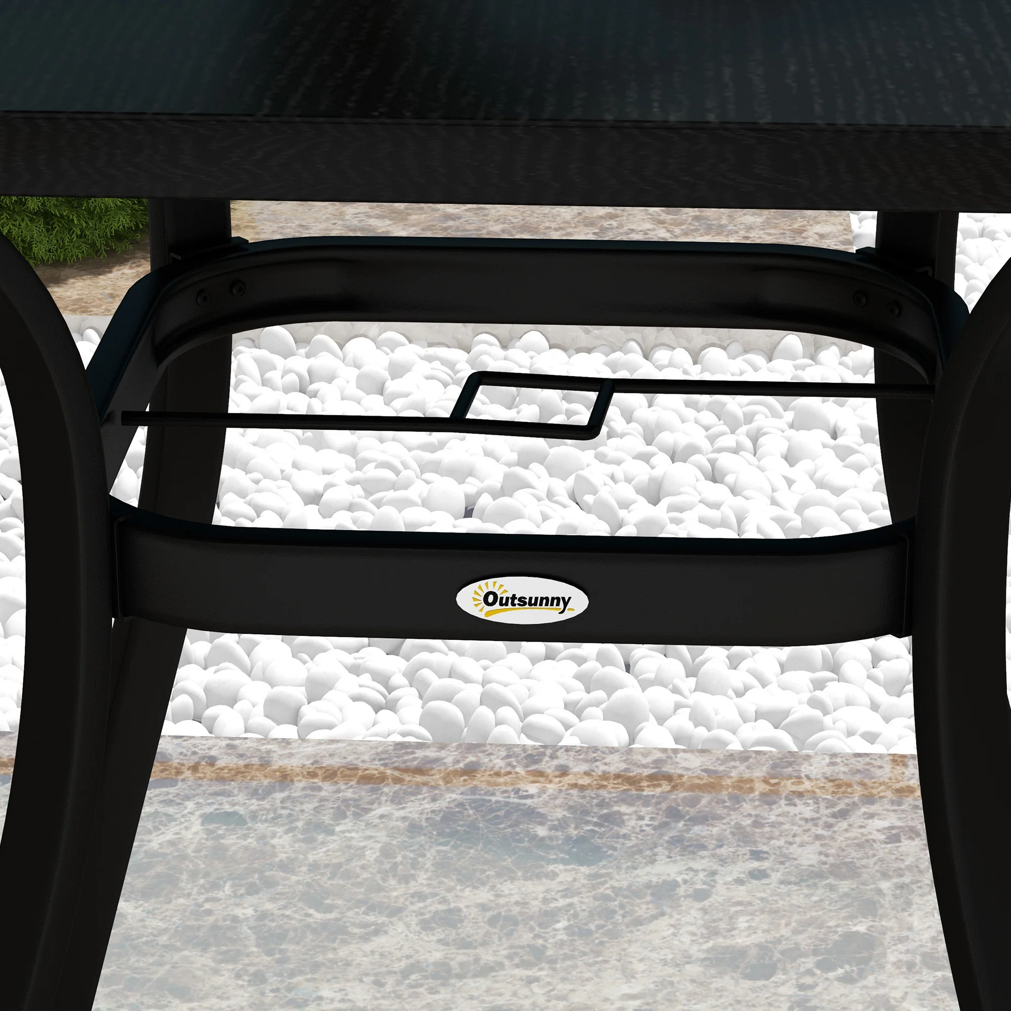Outsunny Garden Table with Metal Tabletop, Steel Frame for Balcony, Porch, Black - Image 9