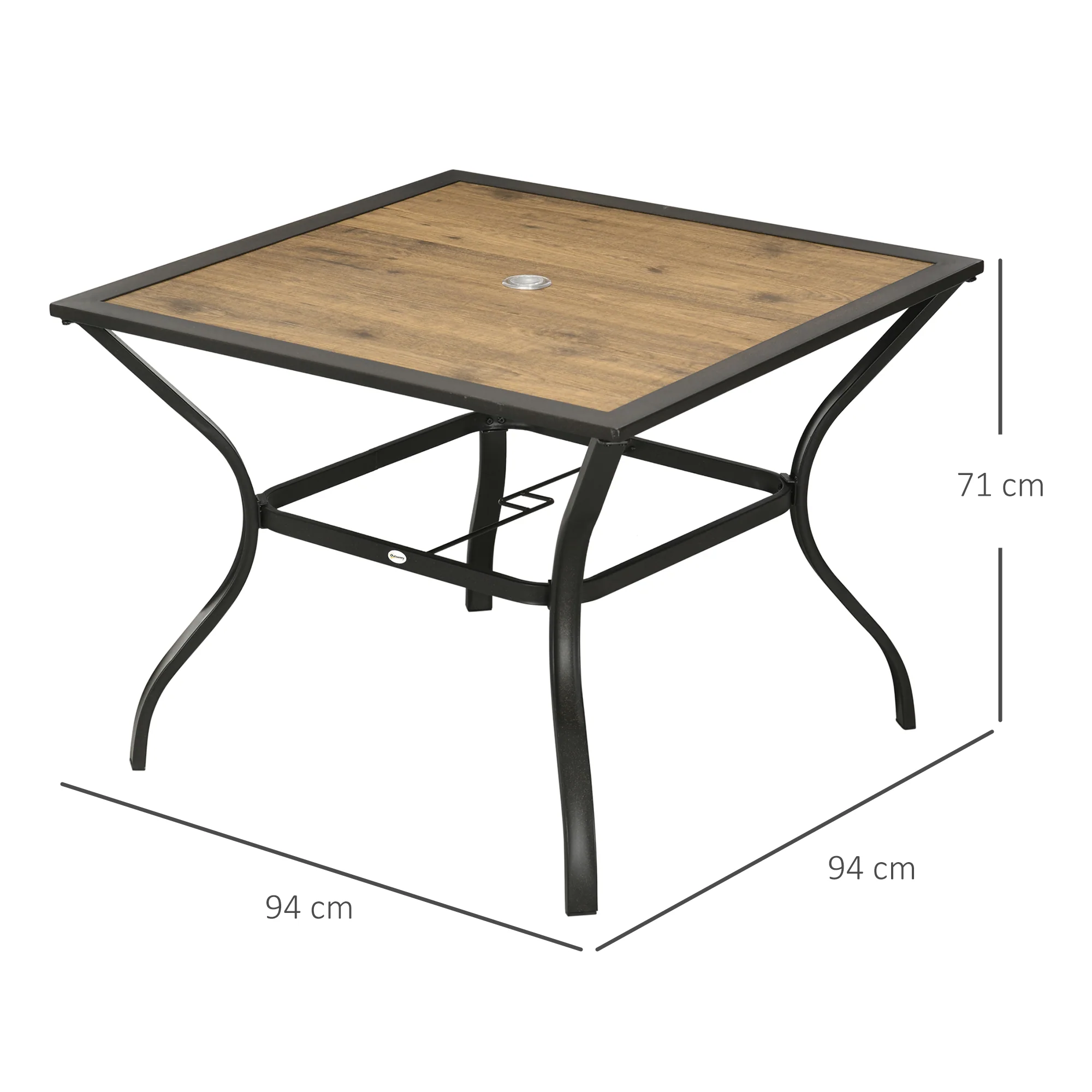 Outsunny Garden Table with Parasol Hole w/ PC Board Tabletop for 4 Persons - Image 5