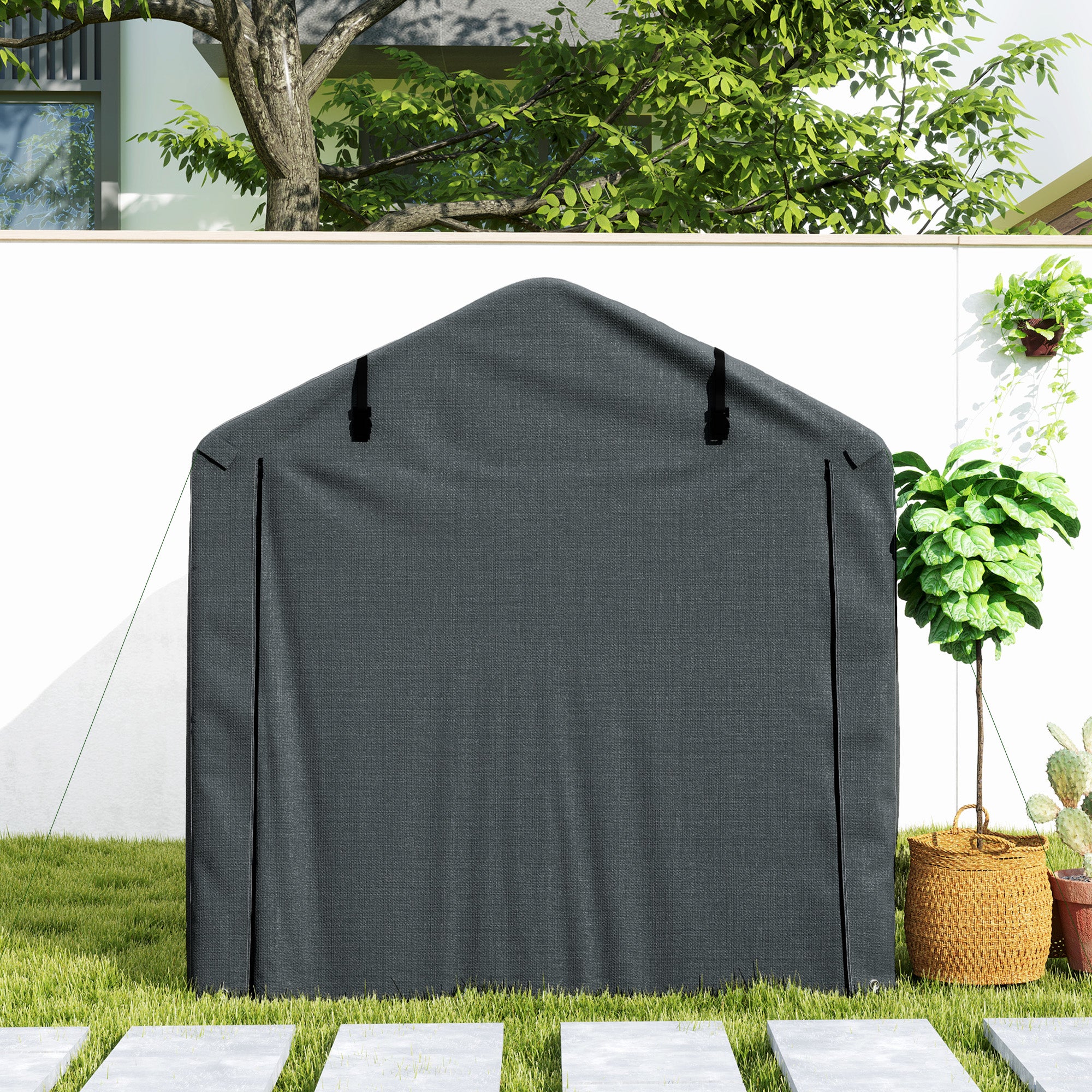 Outsunny Garden Tool Storage Shed with Roll-up Zipper Door - Image 17