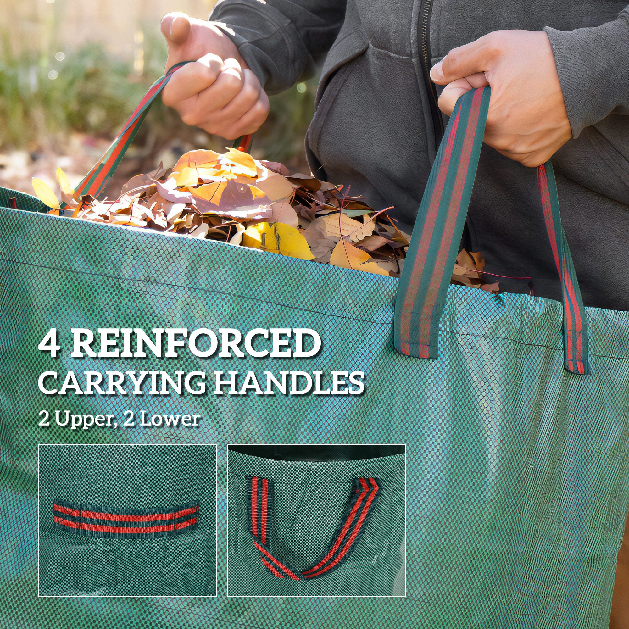 Outsunny Garden Waste Bags, 300L X 3 Heavy Duty Garden Sacks - Image 4