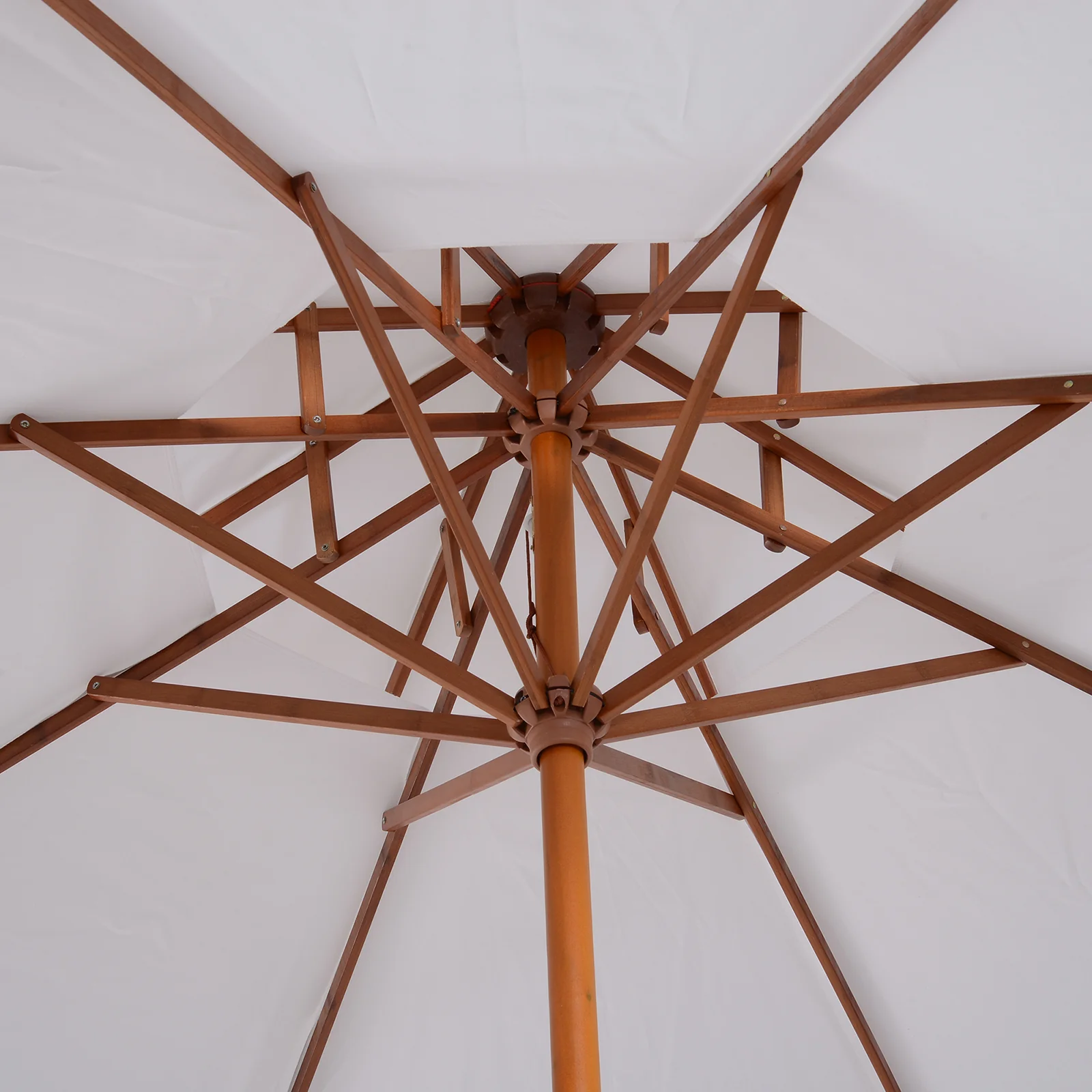 Outsunny Garden Wood Patio Parasol Sun Shade Outdoor Umbrella Canopy Cream - Image 8