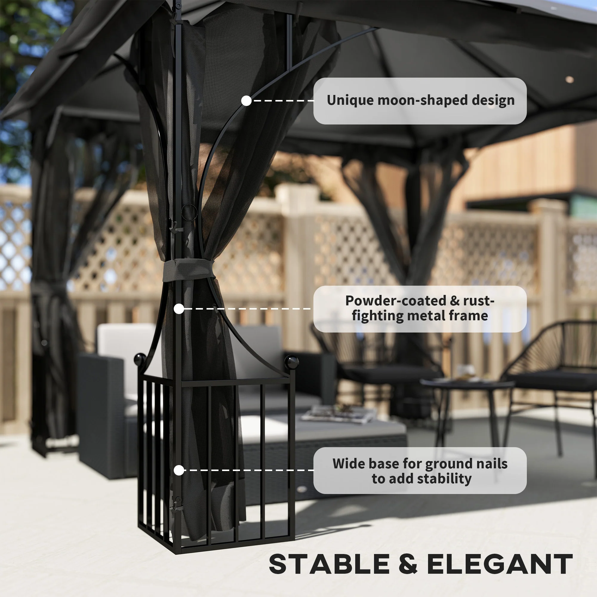 Outsunny Gazebo Party Tent Canopy Sun Shade for Patio Garden 3x3(m) - Image 4