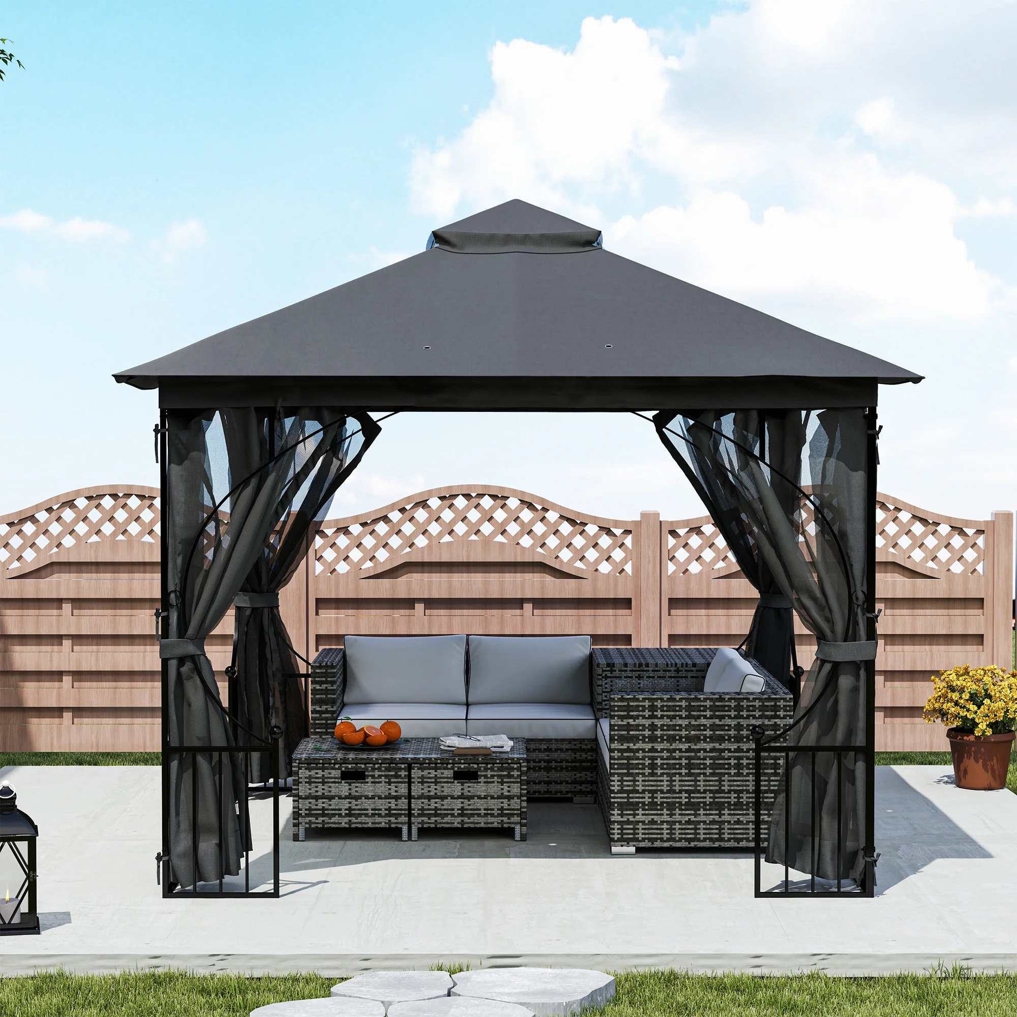 Outsunny Gazebo Party Tent Canopy Sun Shade for Patio Garden 3x3(m) - Image 9