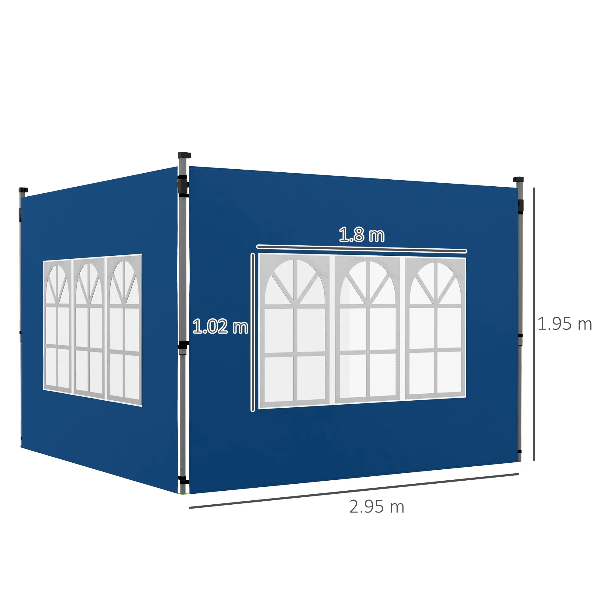 Outsunny Gazebo Side Panels for 3x3(m) or 3x4m Pop Up Gazebo, 2 Pack, Blue - Image 5