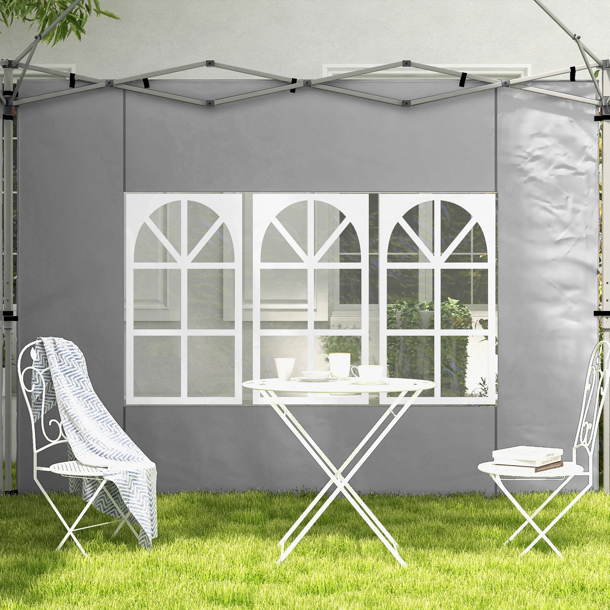 Outsunny Gazebo Side Panels for 3x3(m) or 3x4m Pop Up Gazebo, 2 Pack, Grey - Image 7