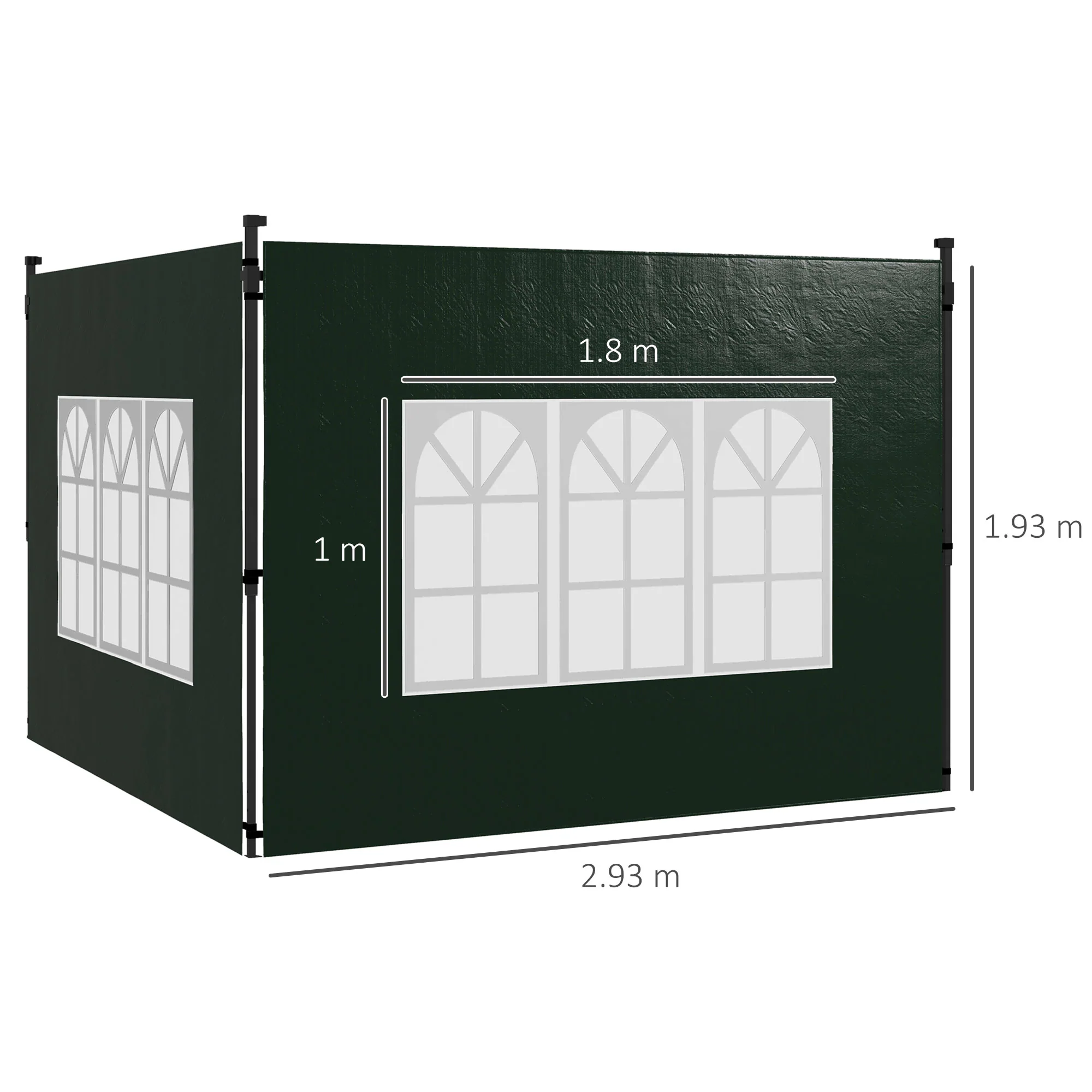 Outsunny Gazebo Side Panels for 3x3(m) or 3x6m Gazebo Canopy, 2 Pack, Green - Image 5