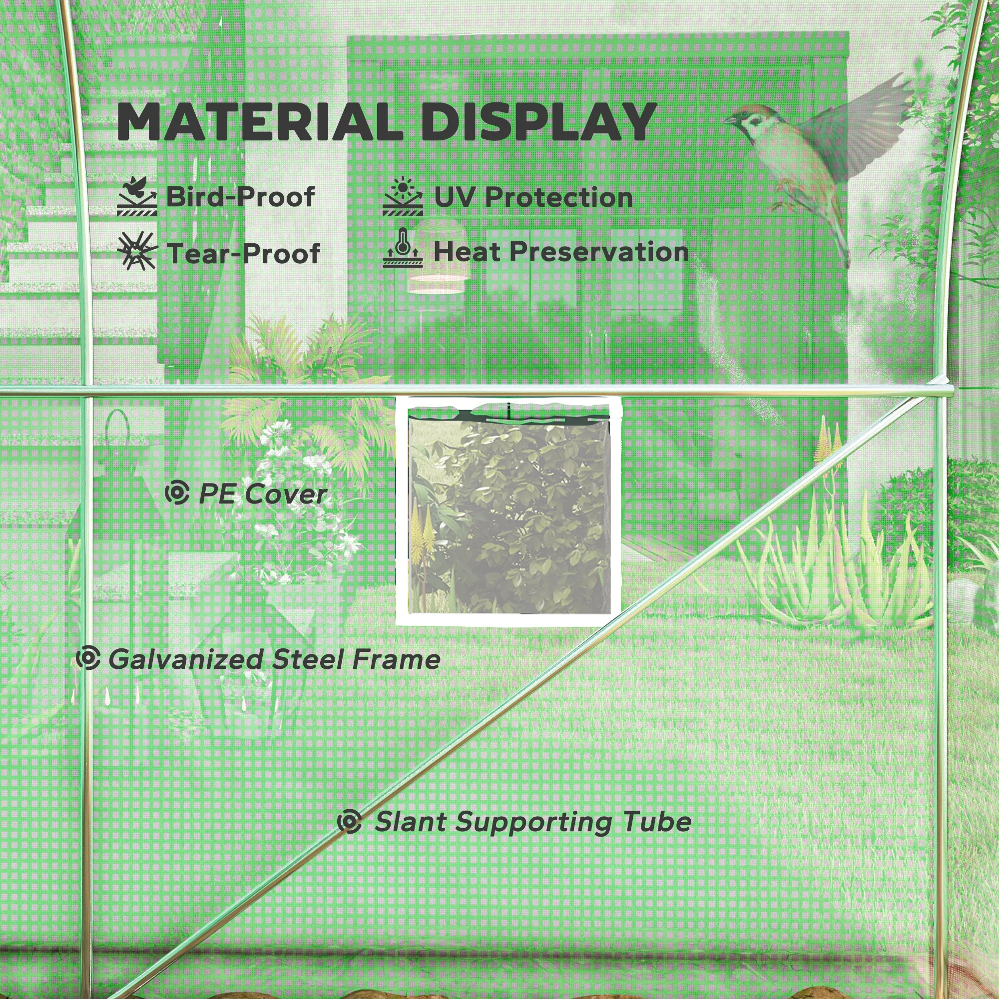 Outsunny Greenhouse Polytunnel Walk-in Grow Plant Steel 3 x 2 m Outdoor - Image 3