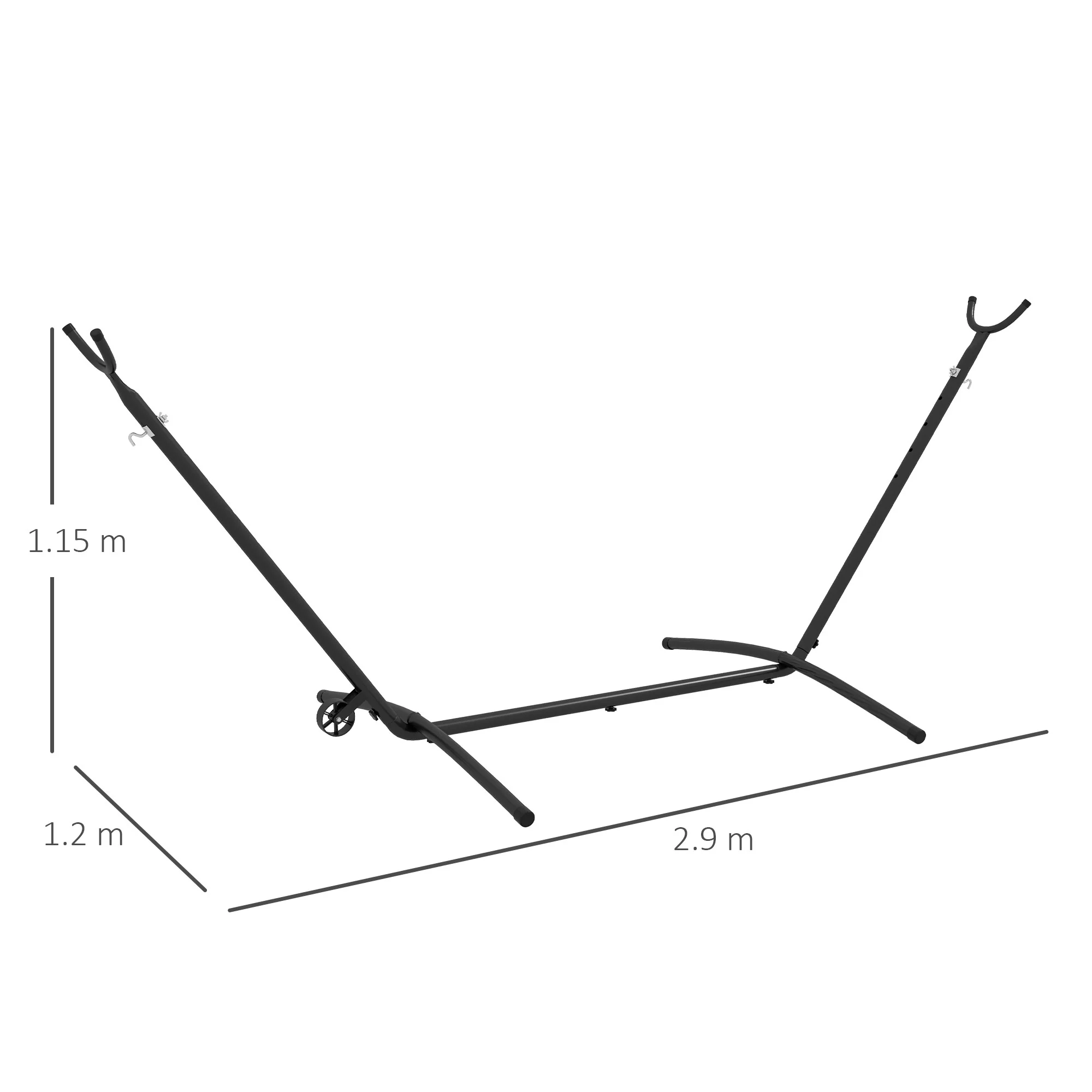 Outsunny Hammock Stand w/ Wheels, Adjustable Hammock Stand w/ Carry Bag, Black - Image 5
