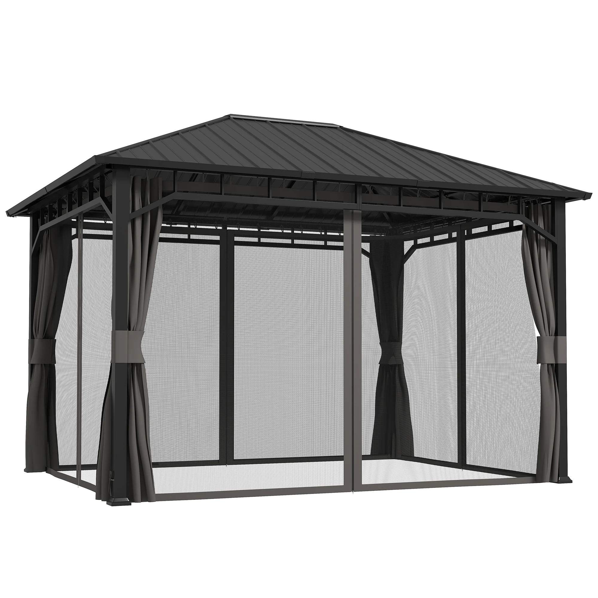 Outsunny Hardtop Gazebo with Galvanised Steel Roof and Sides - Dark Grey - Image 10