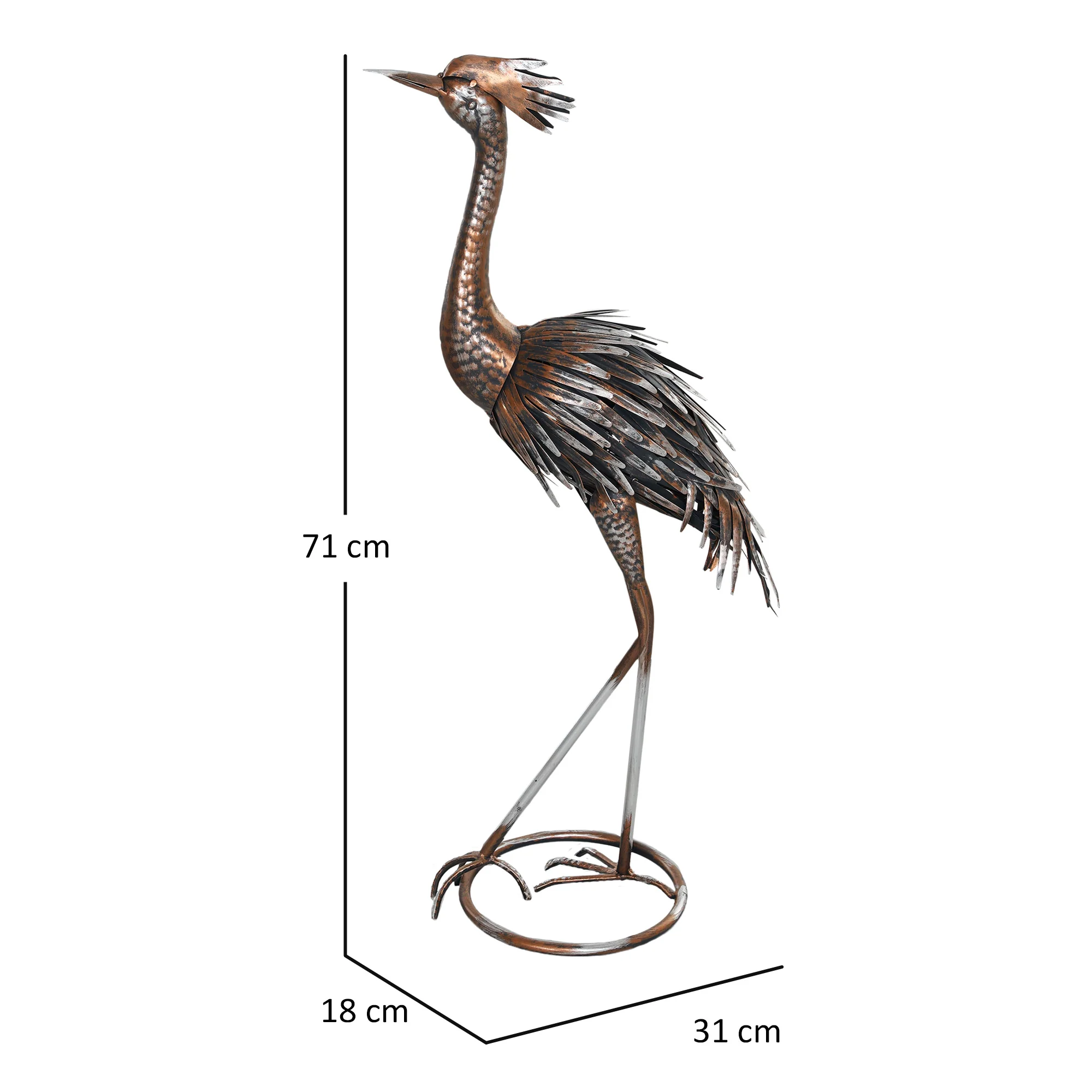 Outsunny Heron Garden Statue, Metal Garden Gift With Stakes, Silver Tone - Image 5