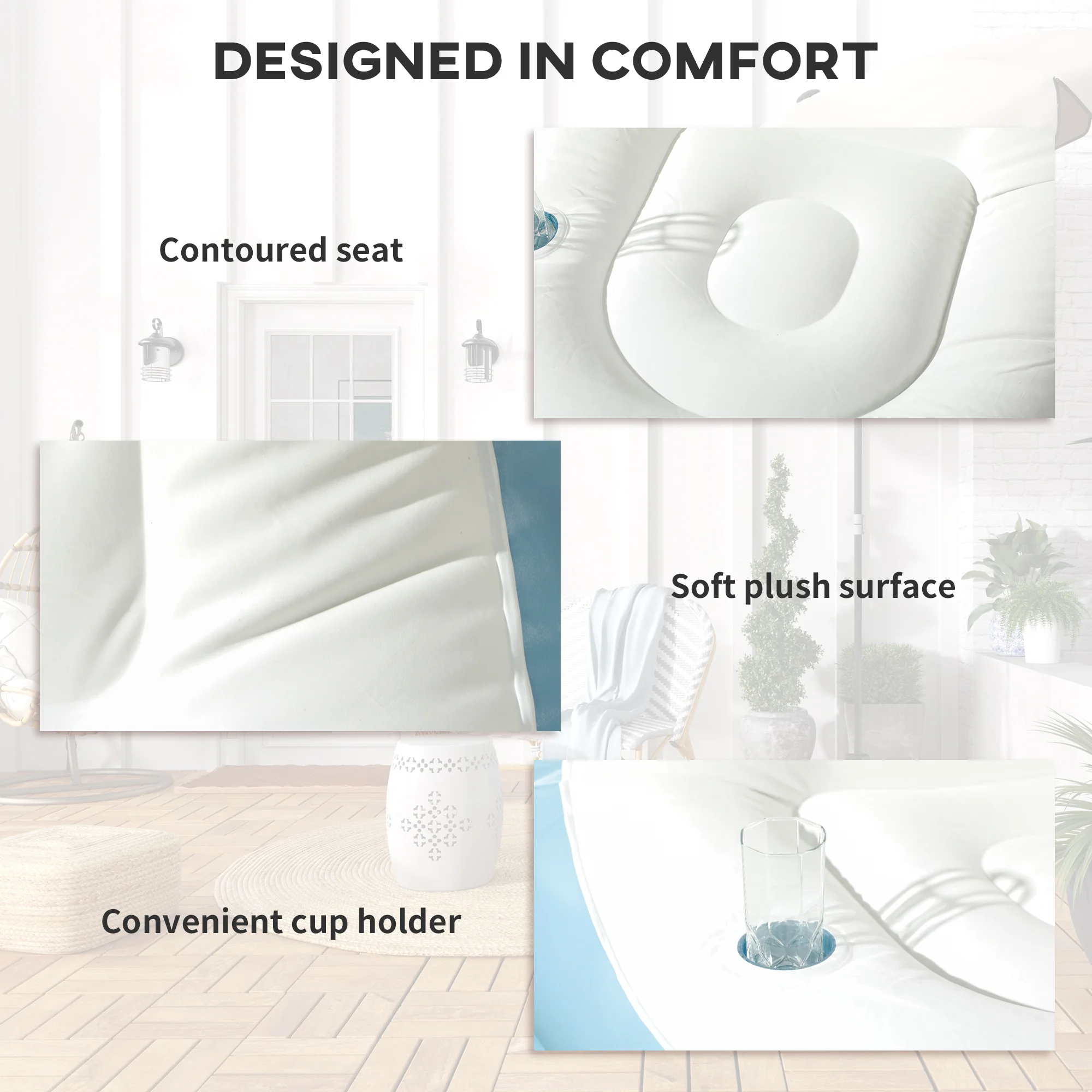 Outsunny Inflatable Chair And Footstool For Gaming, Reading, Watching - Image 13