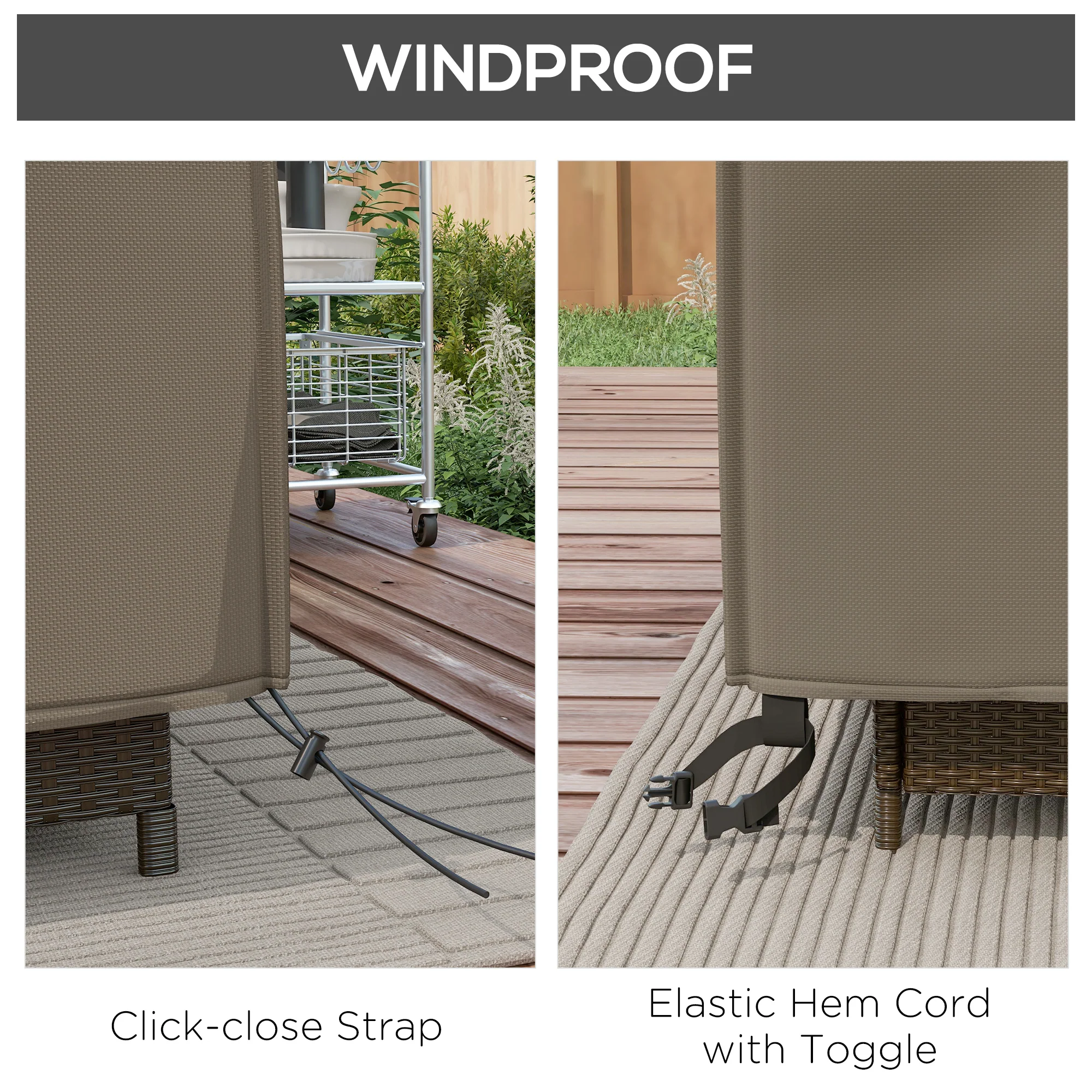 Outsunny Large Garden Set Square Cover Outdoor Furniture Waterproof Resist Fade - Image 4