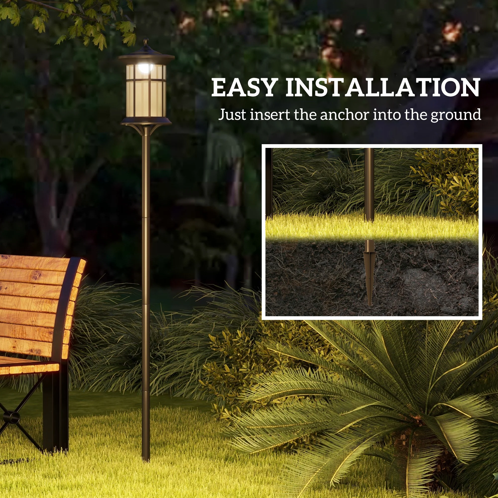 Outsunny LED Outdoor Solar Post Lights, Waterproof IP44, Cool White, 2 Pack - Image 7
