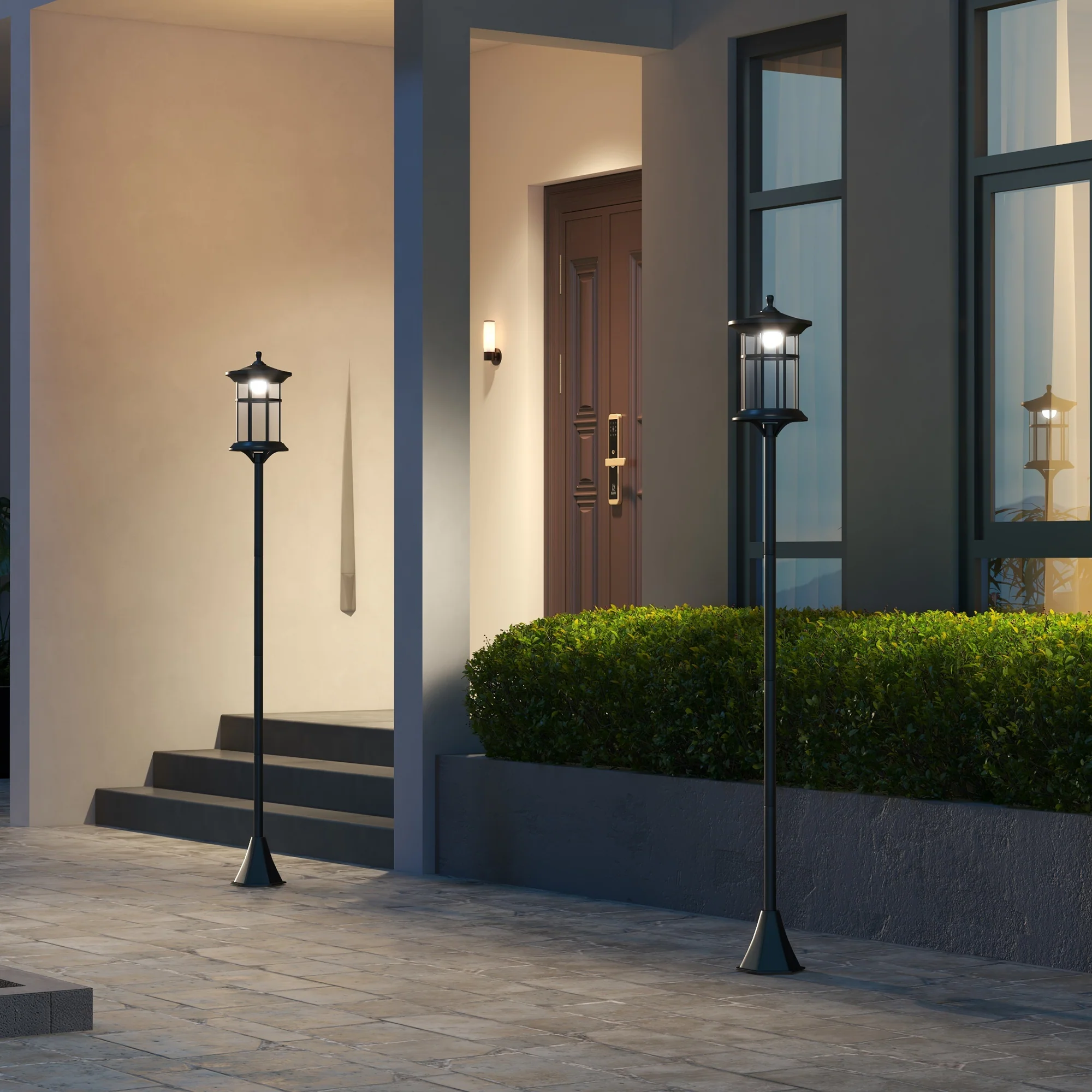 Outsunny LED Outdoor Solar Post Lights, Waterproof IP44, Cool White, 2 Pack - Image 8
