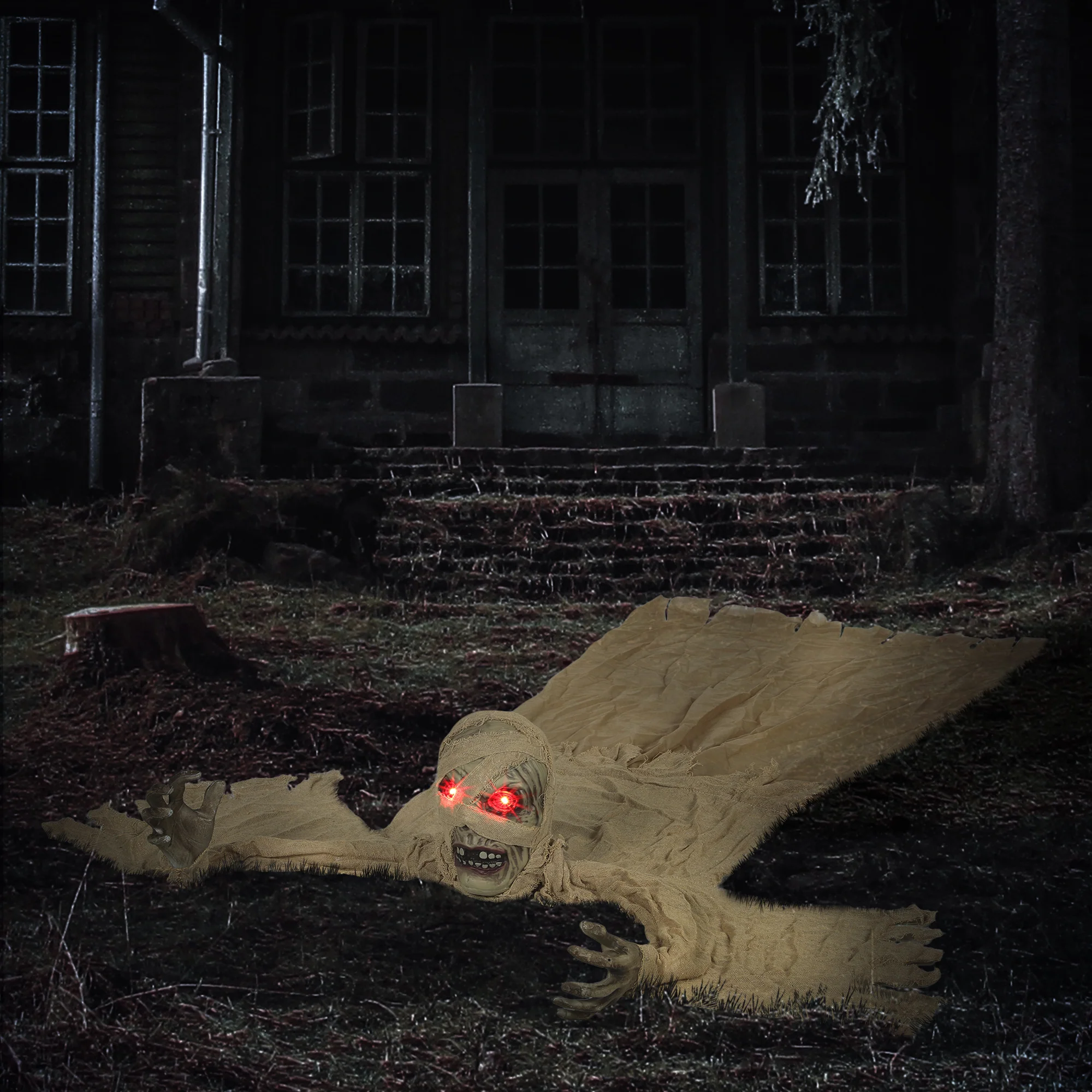 Outsunny Life Size Halloween Animated Crawling Mummy with Glowing LED Eyes - Image 8