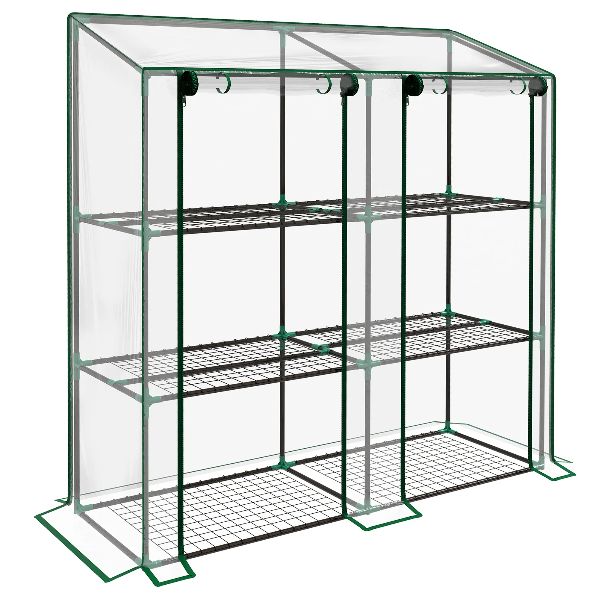 Outsunny Mini Green House with 3 Tier Shelves, 151H x 143W x 46Dcm, Clear