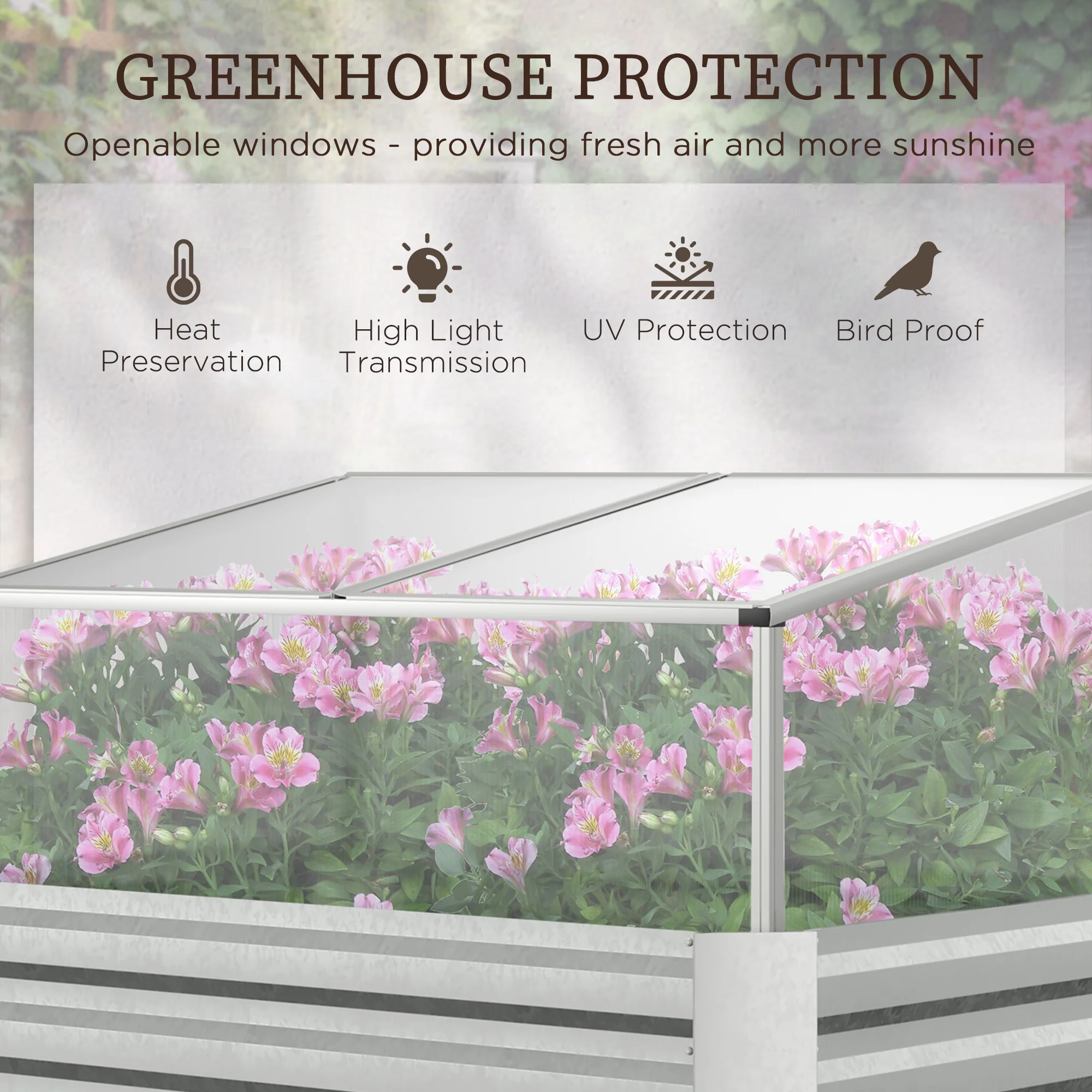 Outsunny Mini Greenhouse and Planters, Raised Beds for Garden with Cold Grame - Image 4