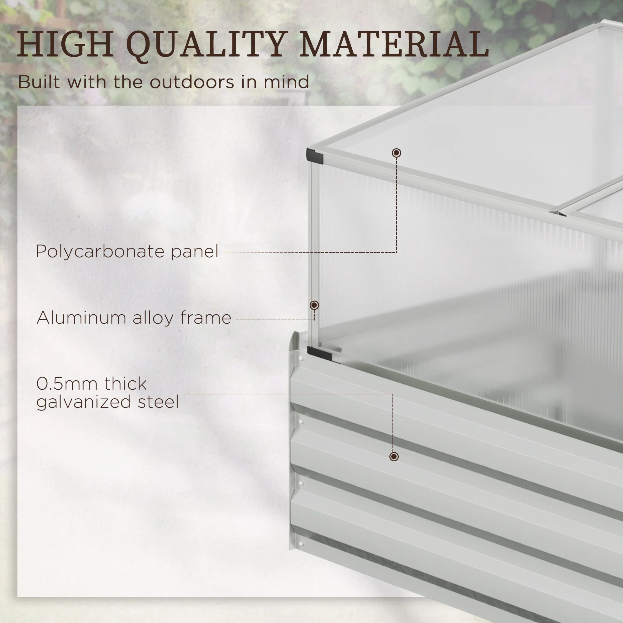 Outsunny Mini Greenhouse and Planters, Raised Beds for Garden with Cold Grame - Image 7
