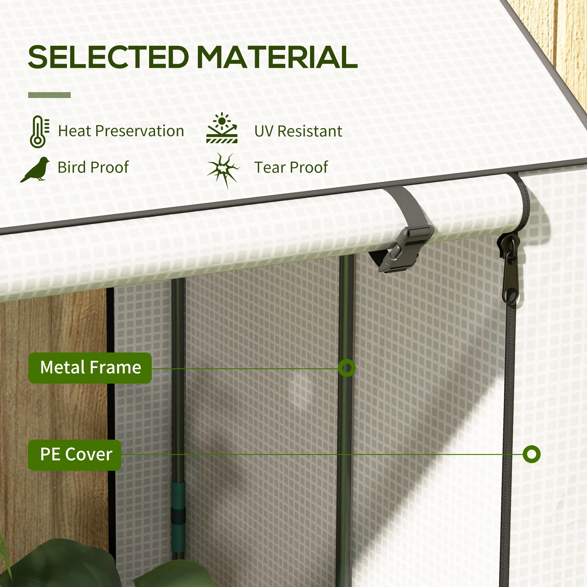 Outsunny Mini Greenhouse With Shelves And Roll Up Door, 100x80x150cm, White - Image 3