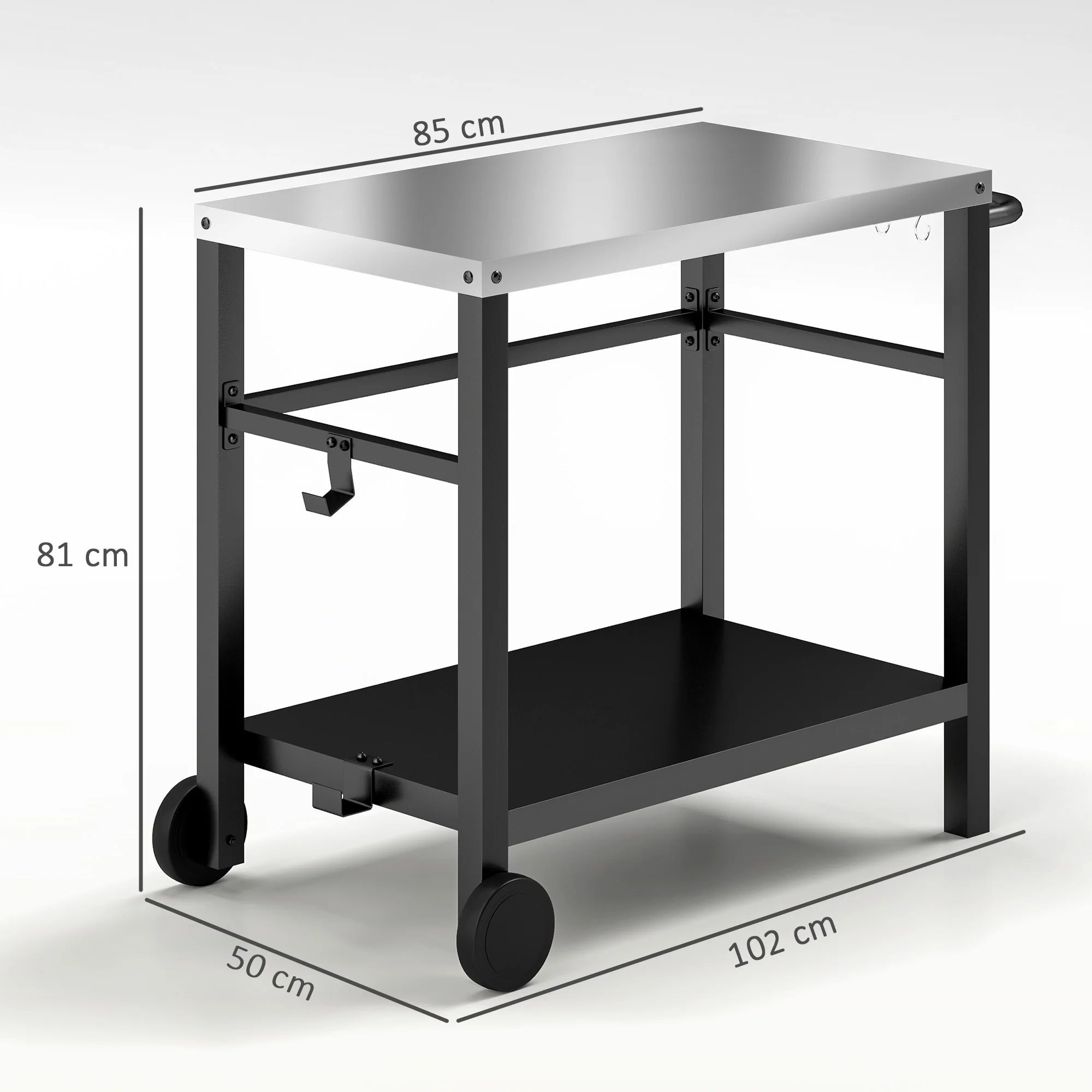 Outsunny Outdoor BBQ Table with 2-Tier Shelf, Outdoor Kitchen - Image 14