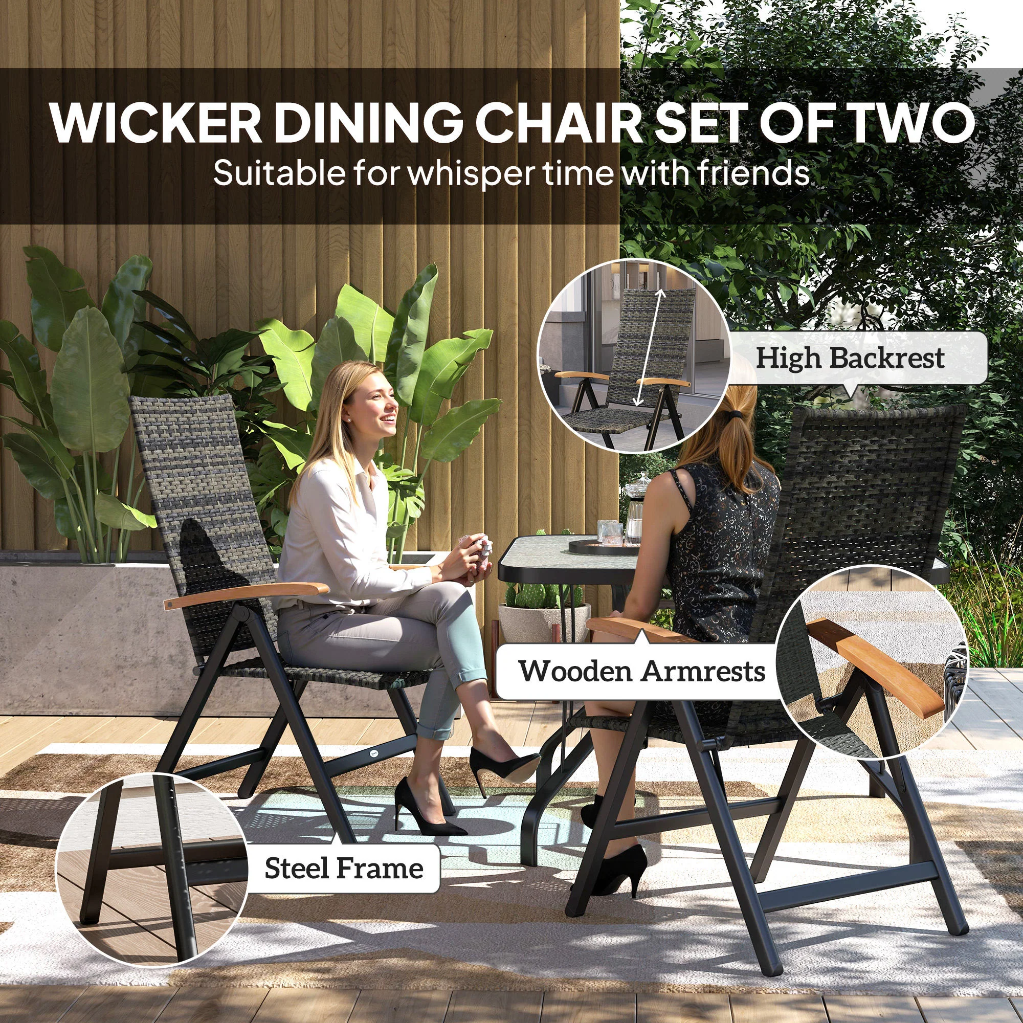 Outsunny Outdoor Folding Dining Chairs, Dining Chairs - Image 12