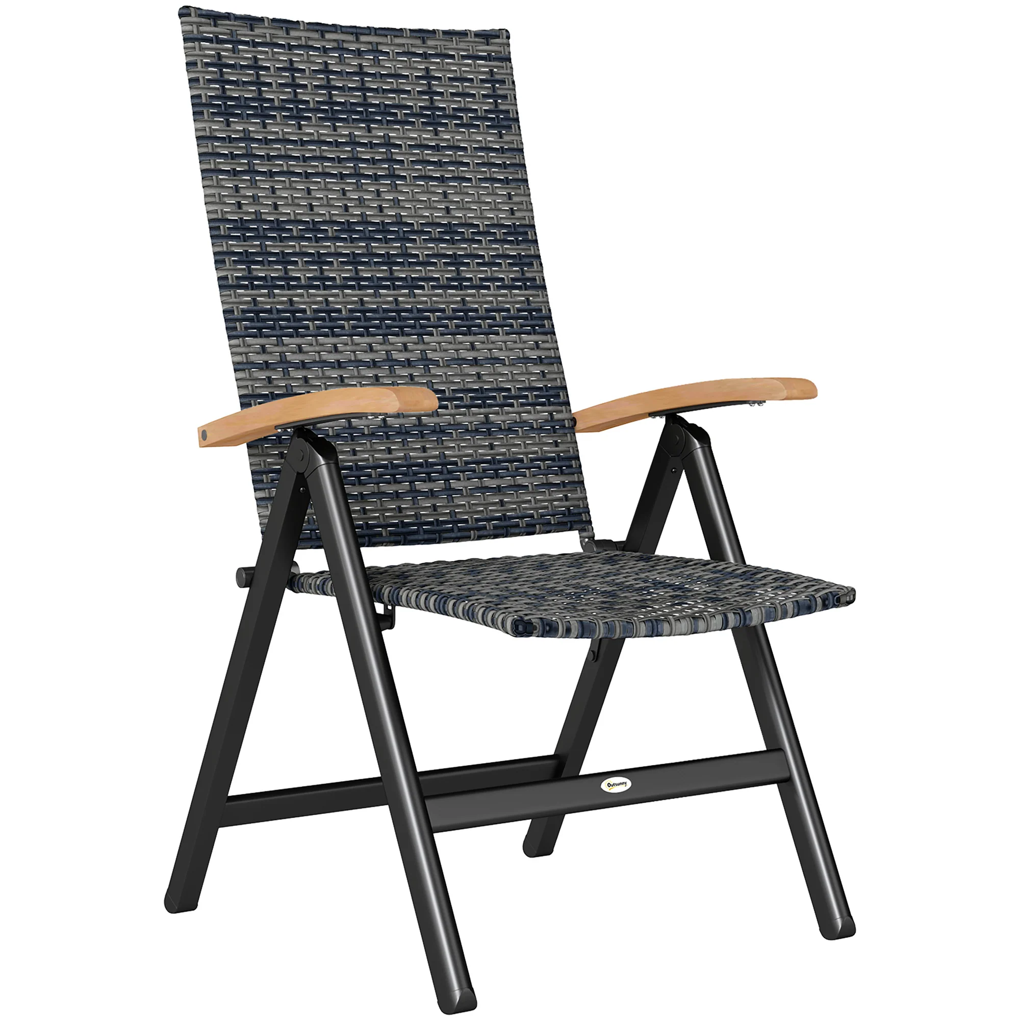 Outsunny Outdoor Folding Rattan Chair, Dining Chair - Image 10
