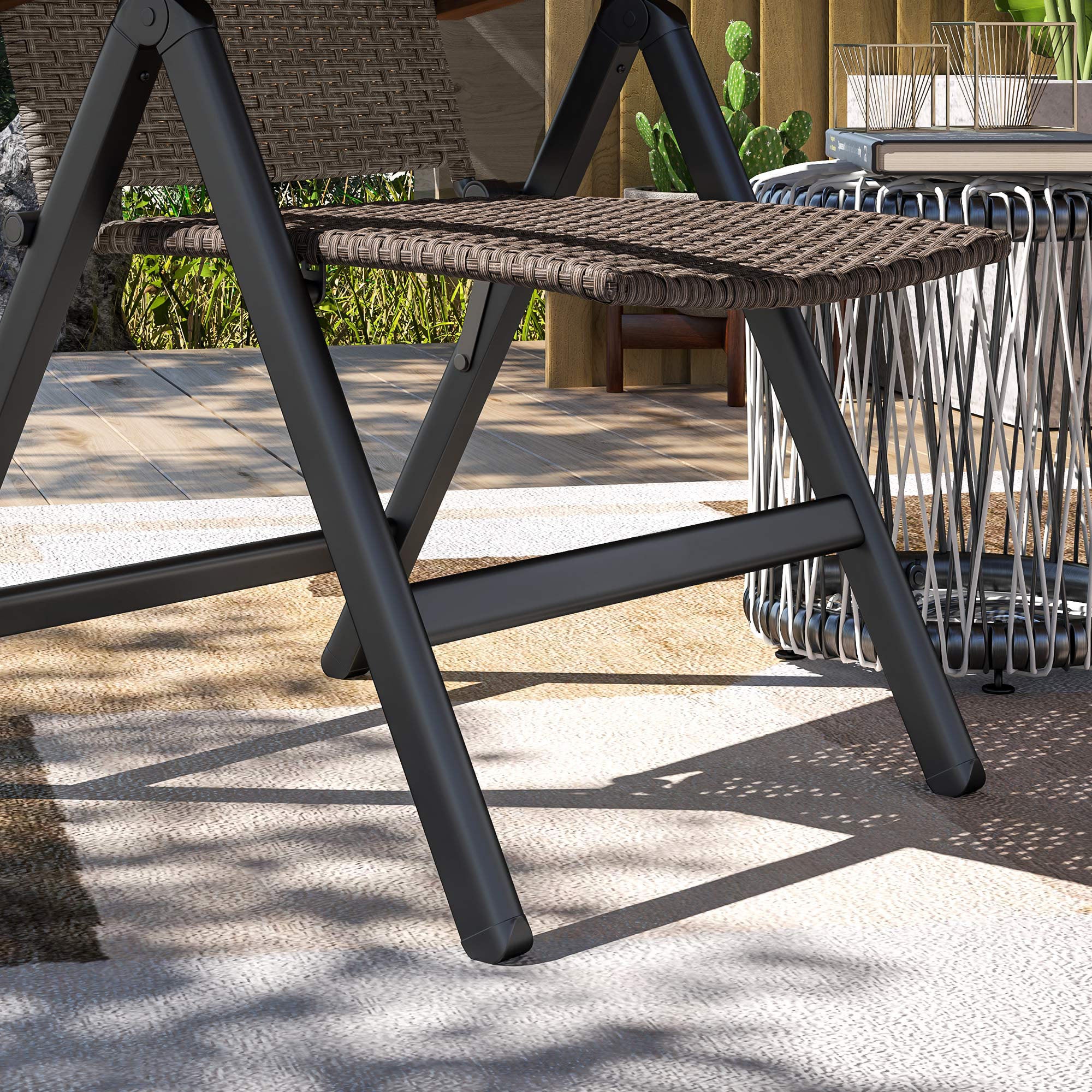 Outsunny Outdoor Folding Rattan Chair, Dining Chair - Image 9