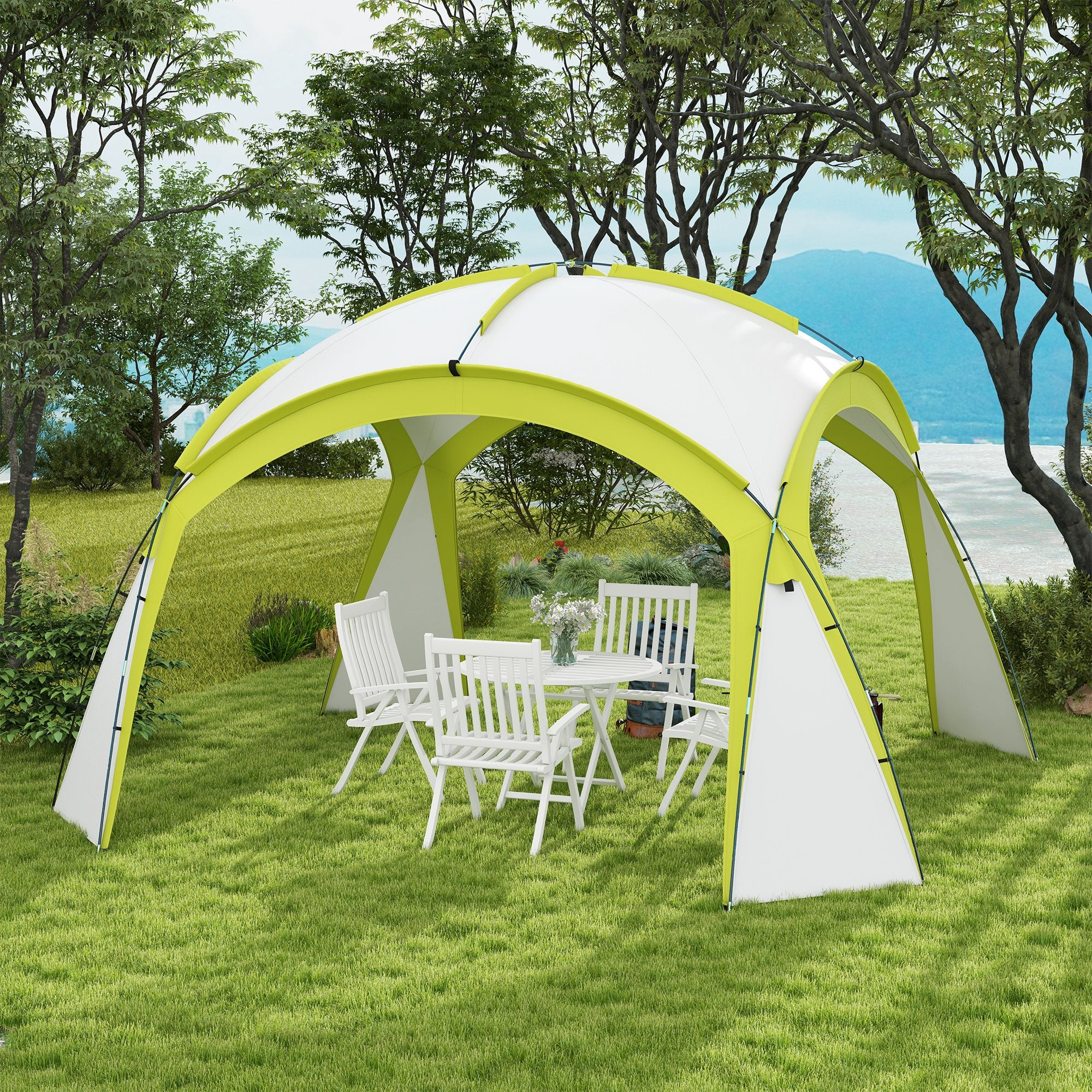 Outsunny Outdoor Gazebo Event Shelter Party Tent for Garden Green - Image 2
