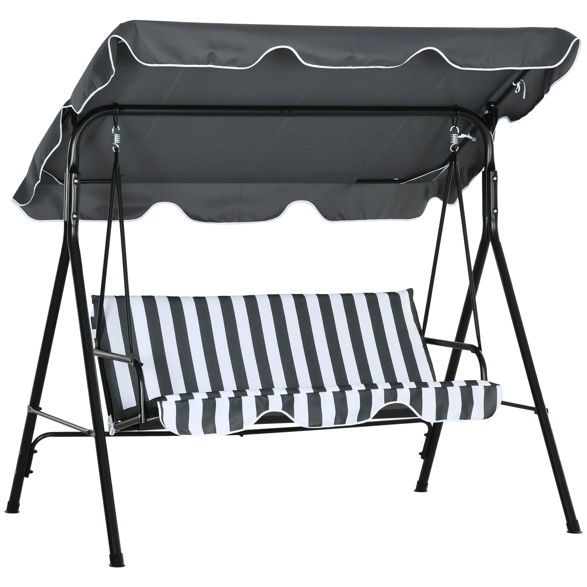 Outsunny Outdoor Metal Hammock Swing Chair 3-Seater Patio Bench Garden