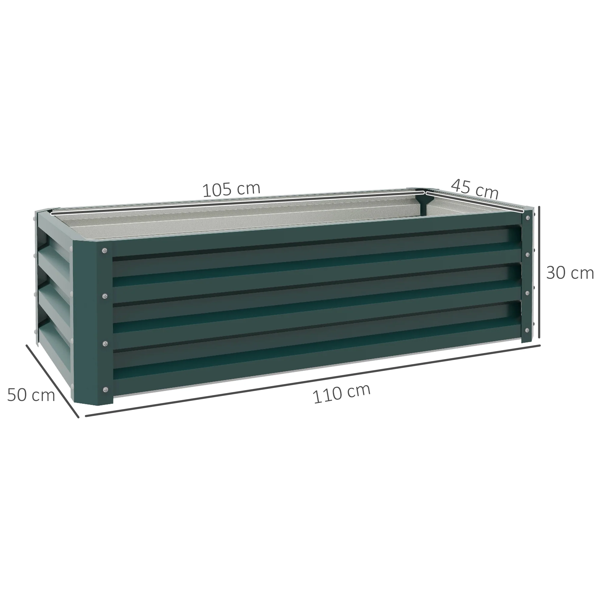 Outsunny Outdoor Planter Box, Steel Raised Garden Bed, Set of 2, Green - Image 5