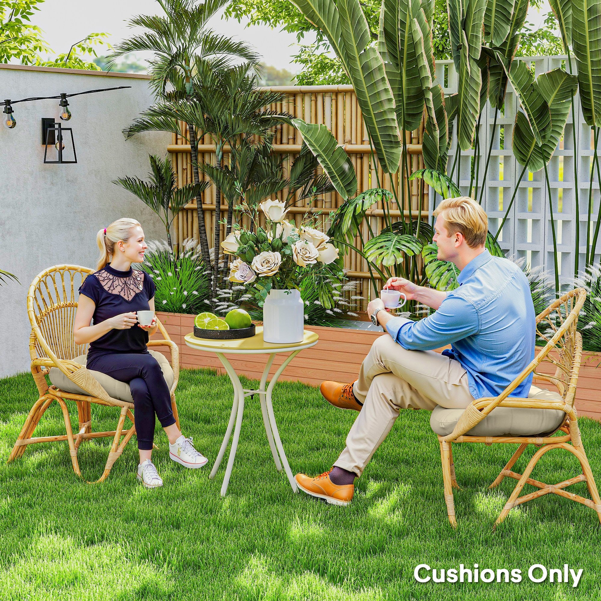 Outsunny Outdoor Seat Cushions Set Of 2, Tufted Round Chair Pads - Image 7