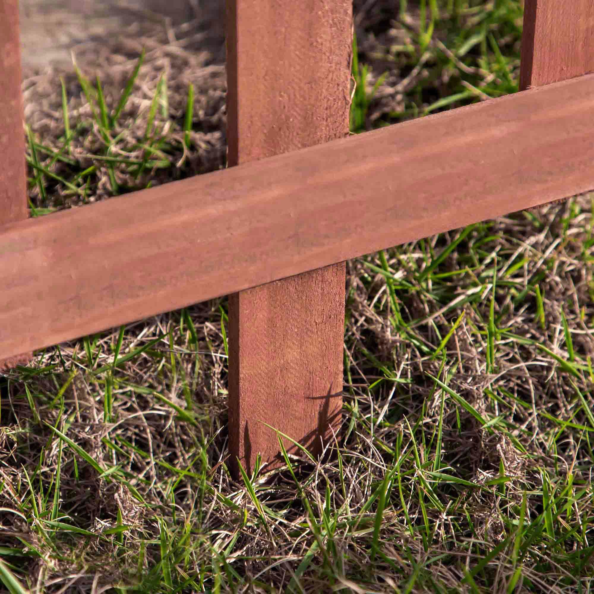 Outsunny Pack of 12 Wooden Plant Border Fence Garden Fixed Picket Fence Brown - Image 8