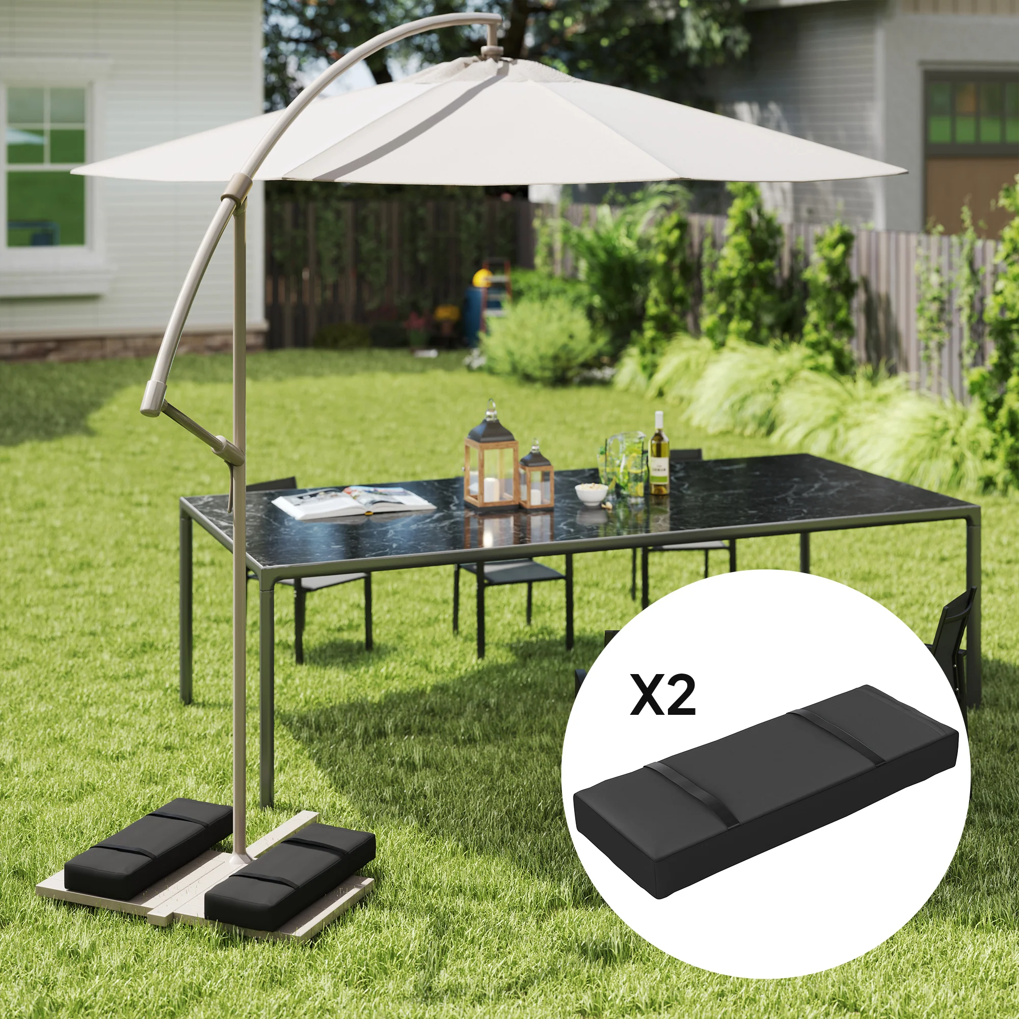 Outsunny Parasol Weights Set, Parasol Base Weights Bags, Black - Image 2