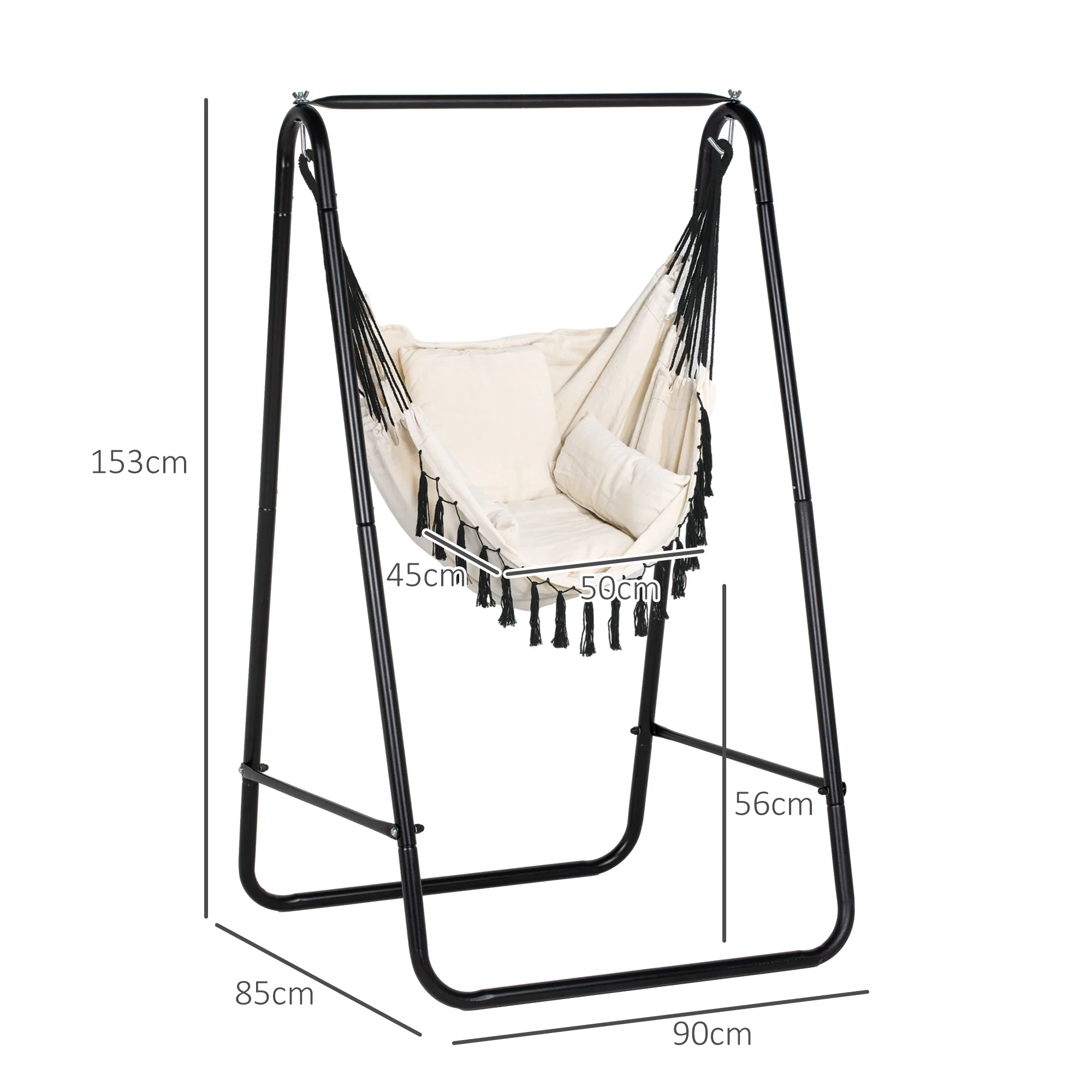 Outsunny Patio Hammock Chair W/ Stand, Hanging Chair W/ Cushion, Armrest - Image 14