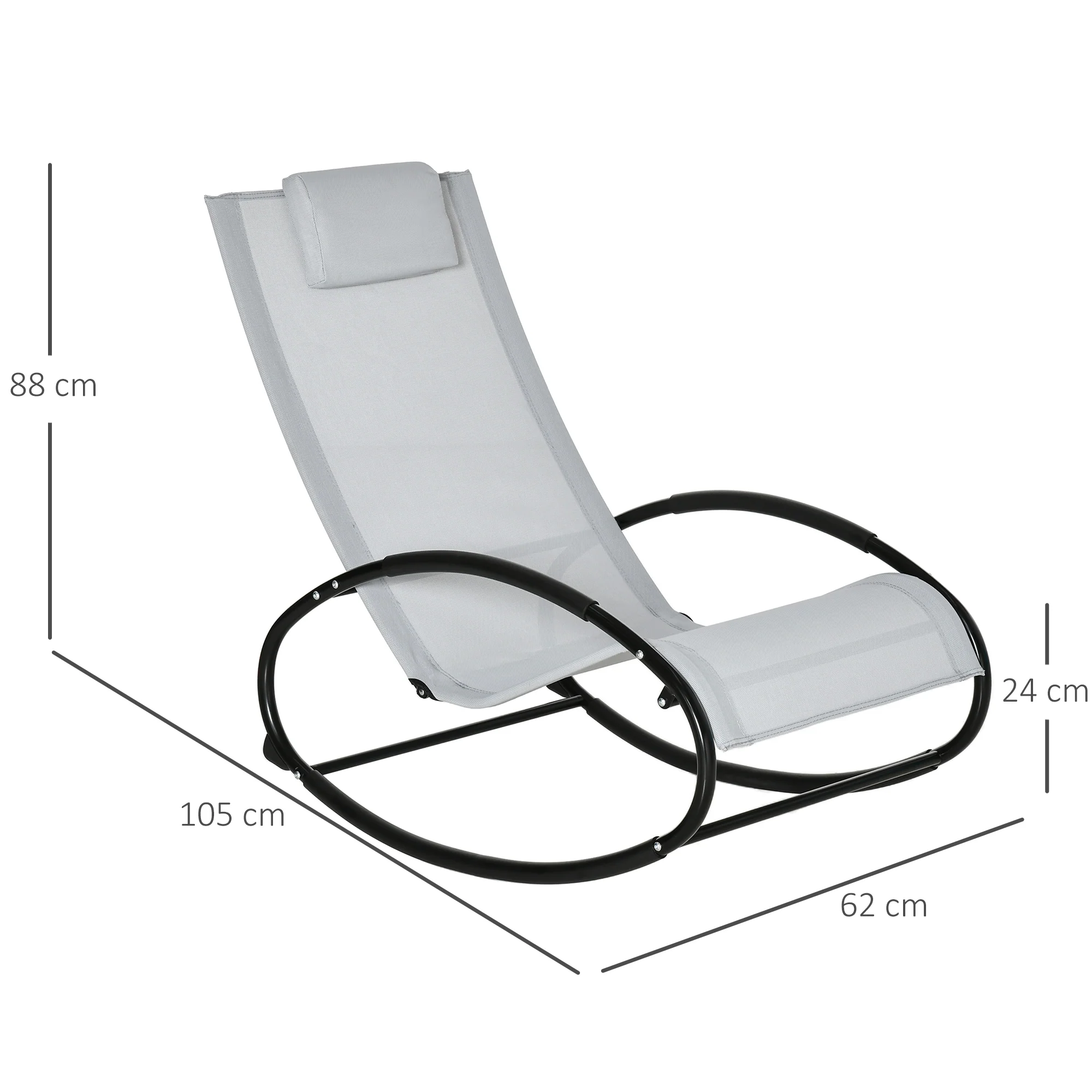 Outsunny Patio Rocking Chair Orbital Zero Gravity Seat Pool Chaise w/ Pillow - Image 5