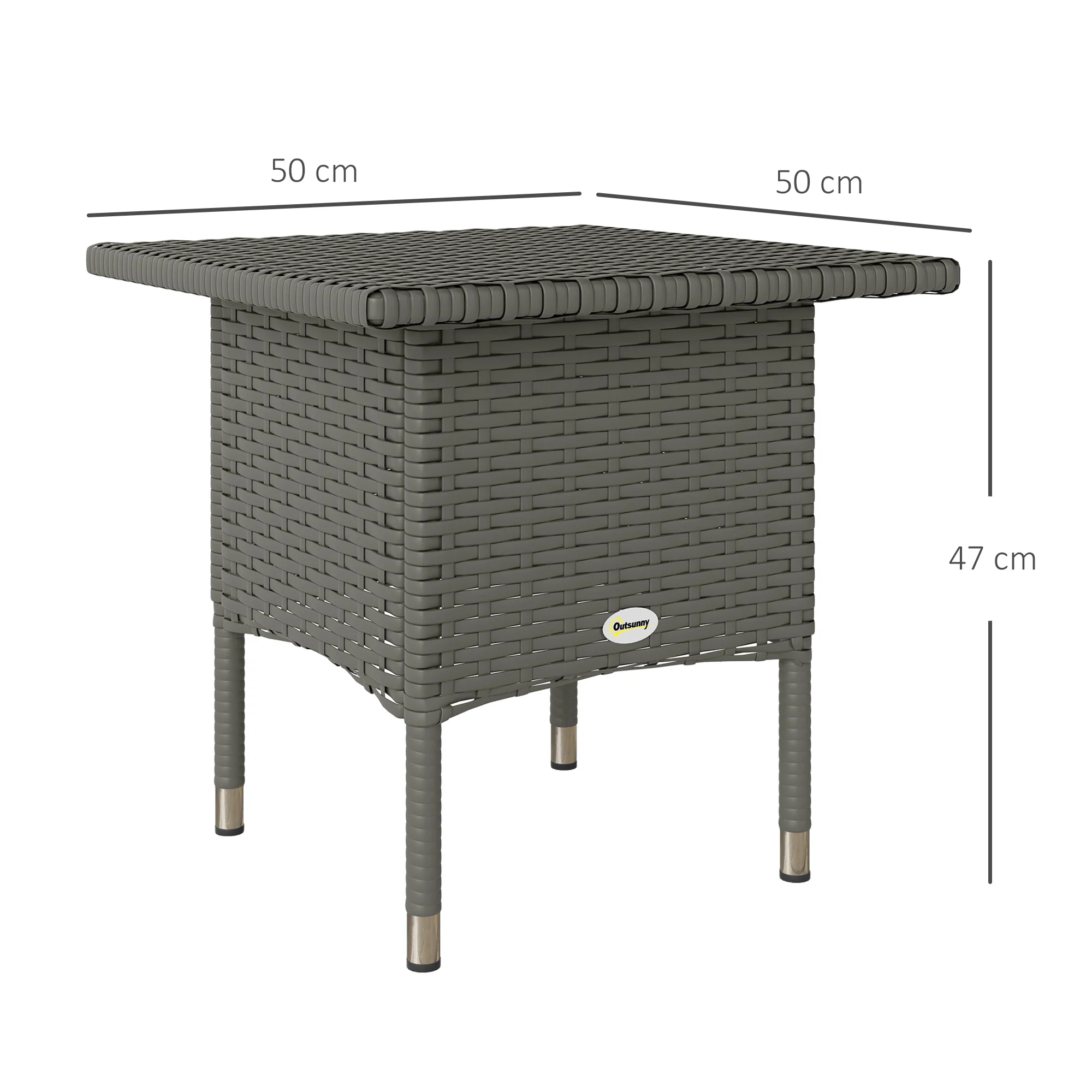 Outsunny PE Rattan Outdoor Coffee Table, Easy Match Rattan Side Table - Image 14