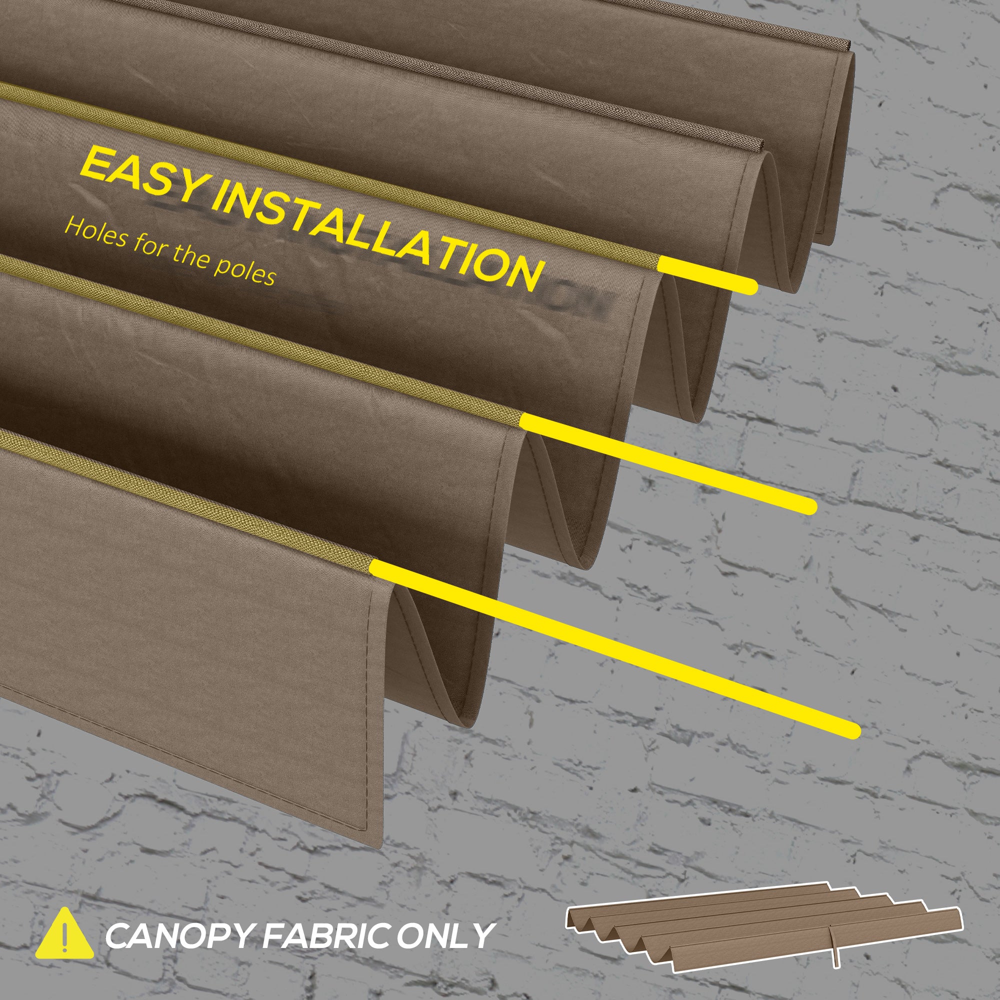 Outsunny Pergola Sun Shade Cover Roof Replacement for 3 x 2.15m Pergola, Coffee - Image 6