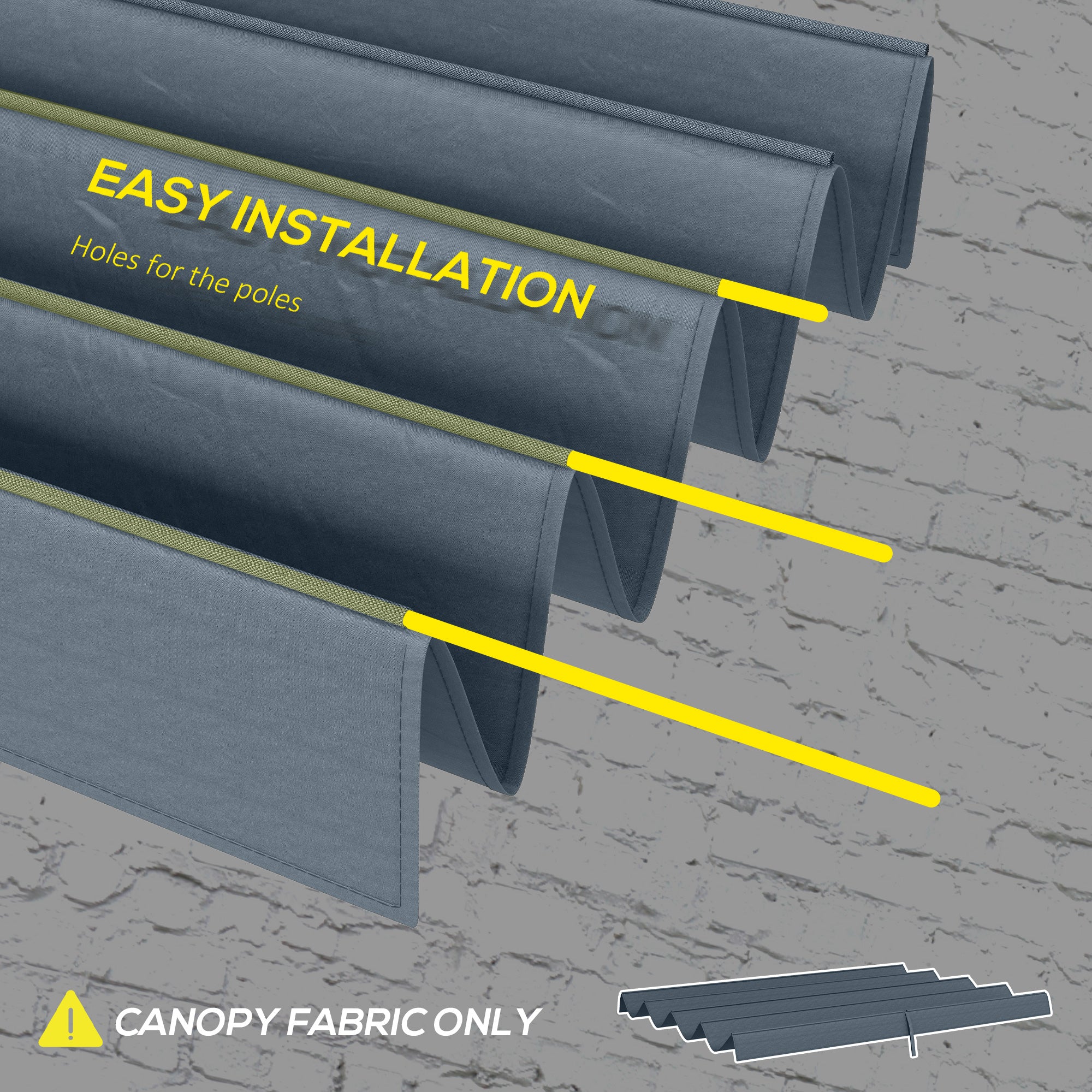 Outsunny Pergola Sun Shade Cover Roof Replacement for 3 x 2.15m Pergola, Grey - Image 6