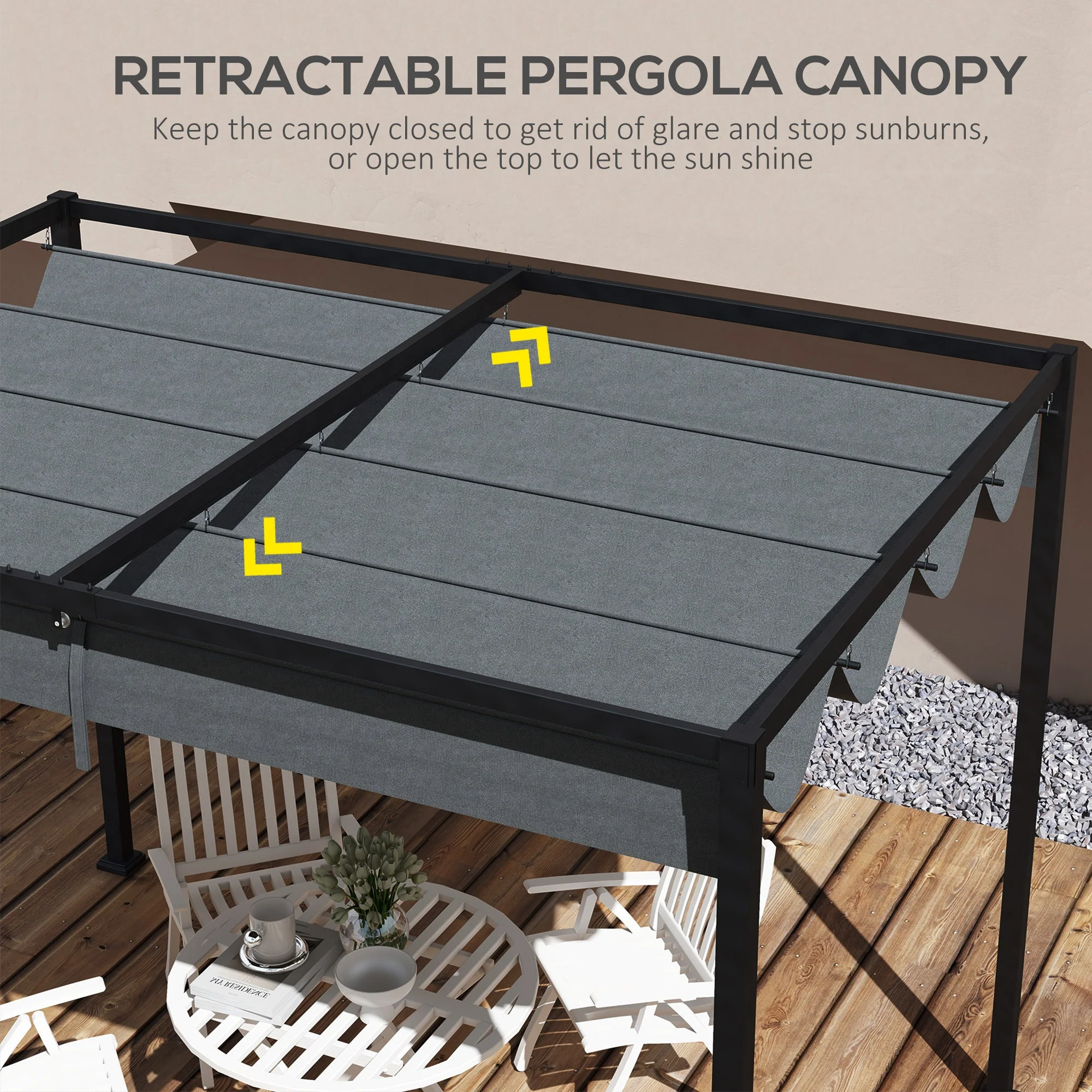 Outsunny Pergola Sun Shade Cover Roof Replacement for 3 x 2.15m Pergola, Grey - Image 7