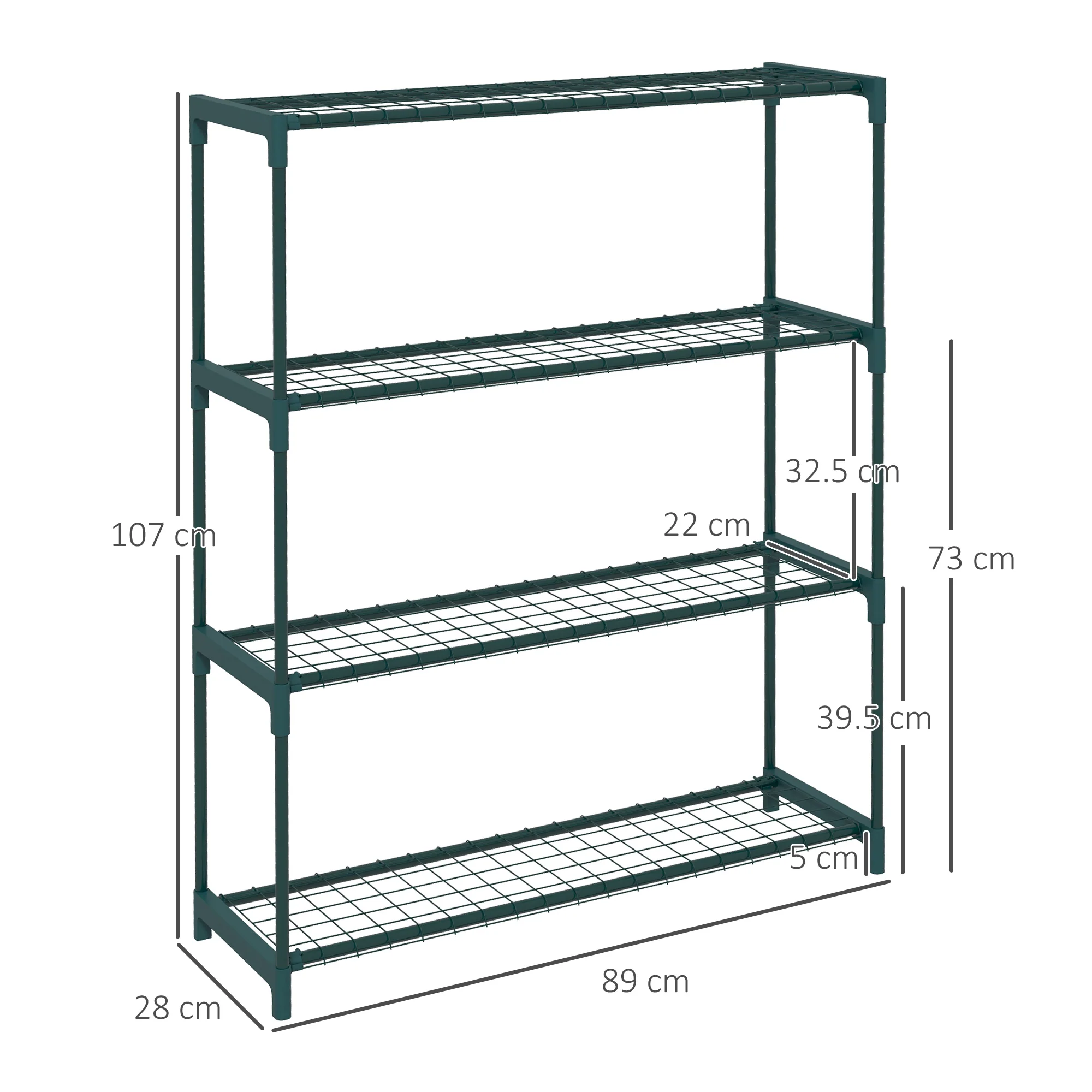 Outsunny Plant Stand, 4-Tier Planter Holder Flower Display Rack, Dark Green - Image 5