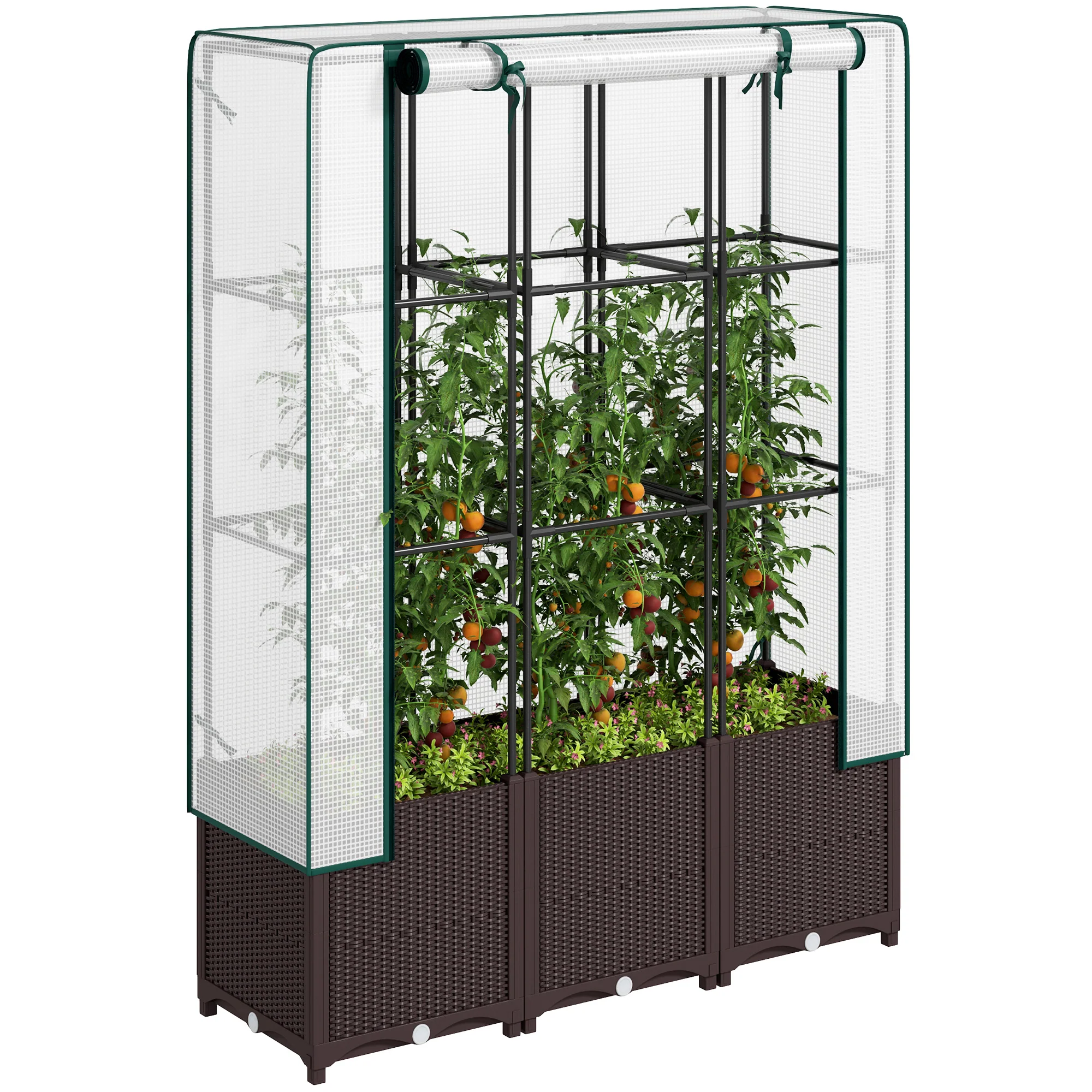 Outsunny Plastic Vegetable Planter with Trellis, 120 x 40 x 140 cm - Image 10