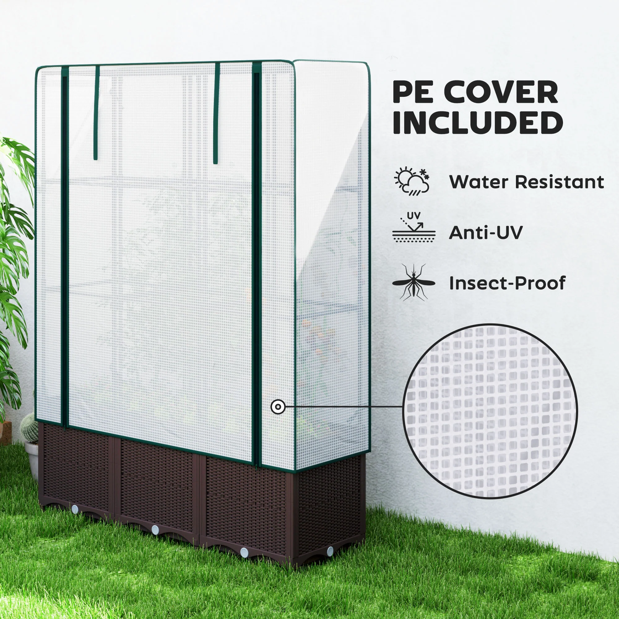 Outsunny Plastic Vegetable Planter with Trellis, 120 x 40 x 140 cm - Image 13