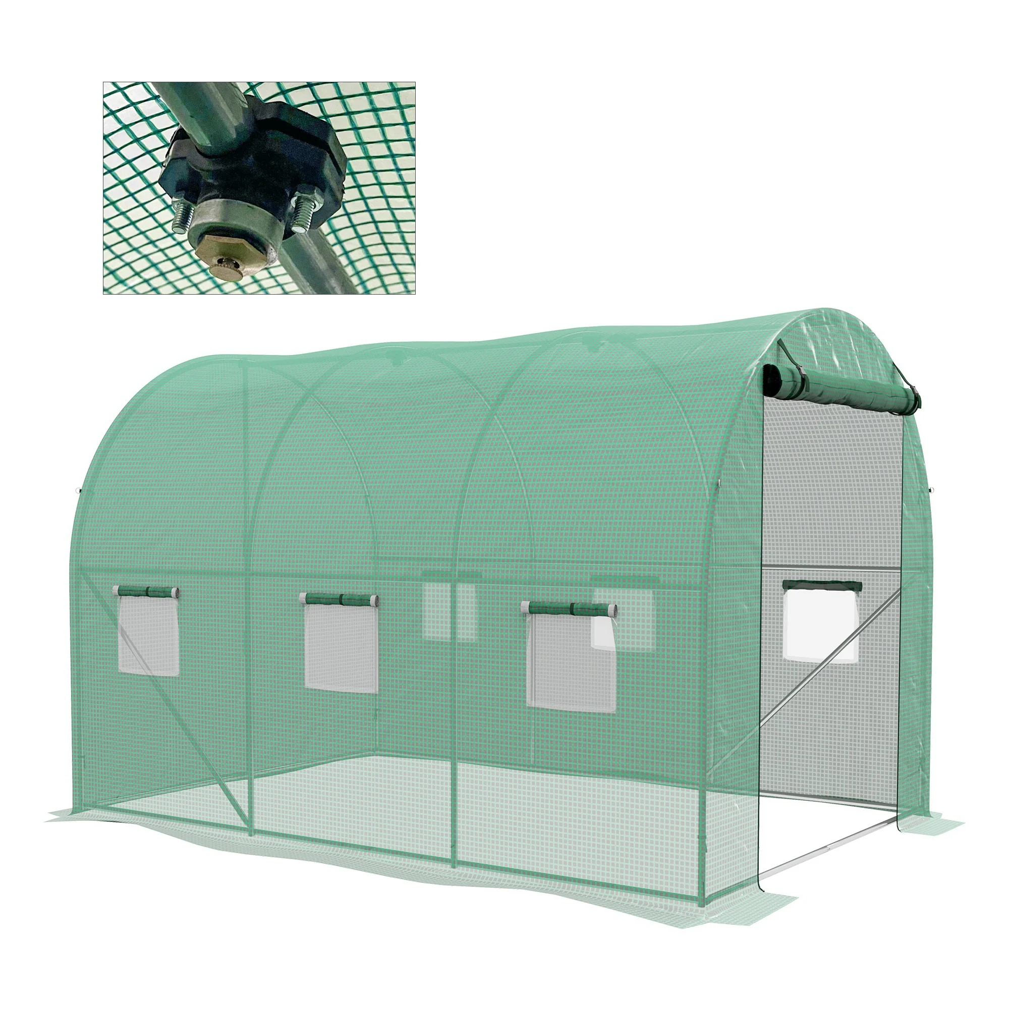 Outsunny Polytunnel Green House With Sprinkler System, Wide Door, 4 X 3(m) - Image 10