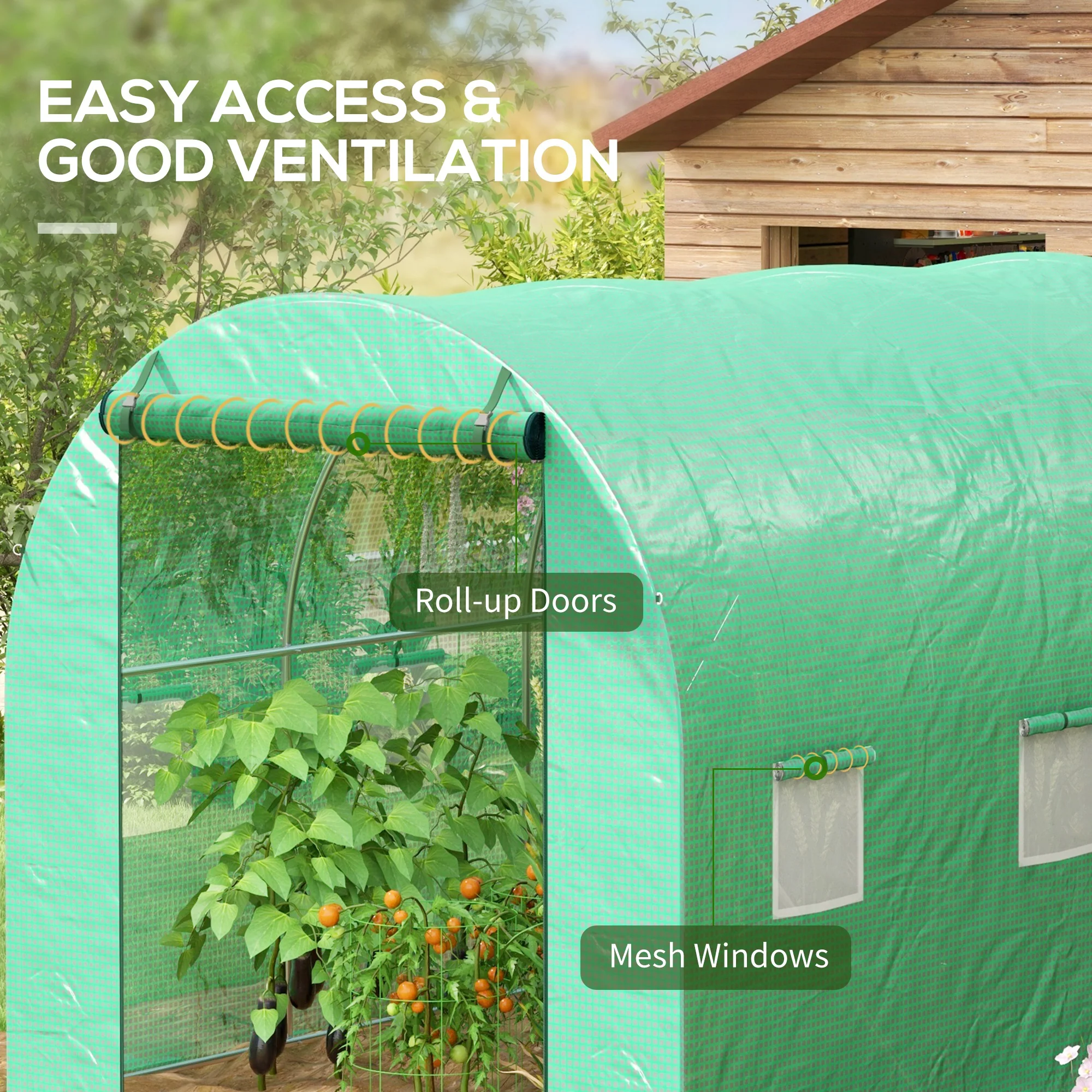 Outsunny Polytunnel Green House With Sprinkler System, Wide Door, 4 X 3(m) - Image 15