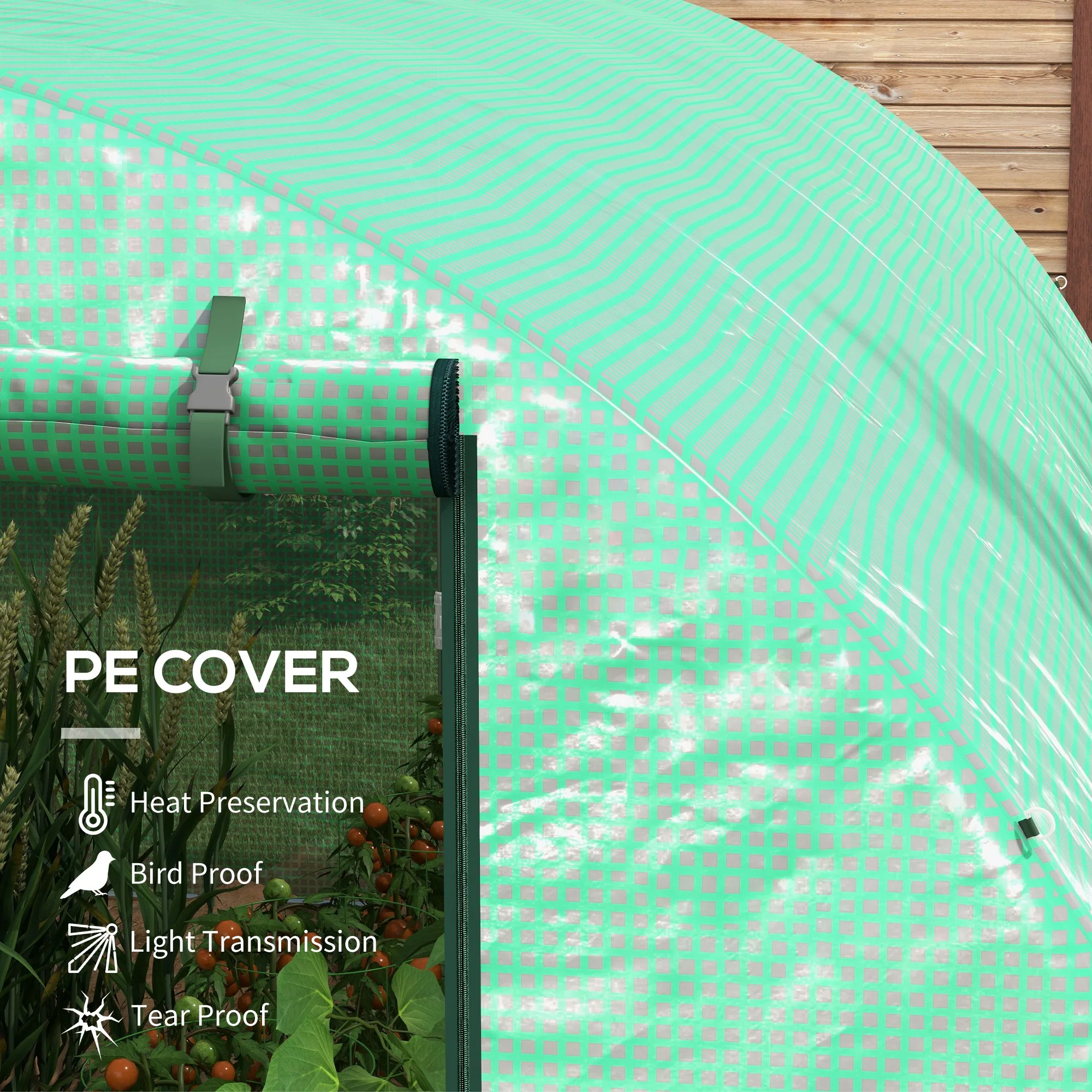 Outsunny Polytunnel Green House With Sprinkler System, Wide Door, 4 X 3(m) - Image 4