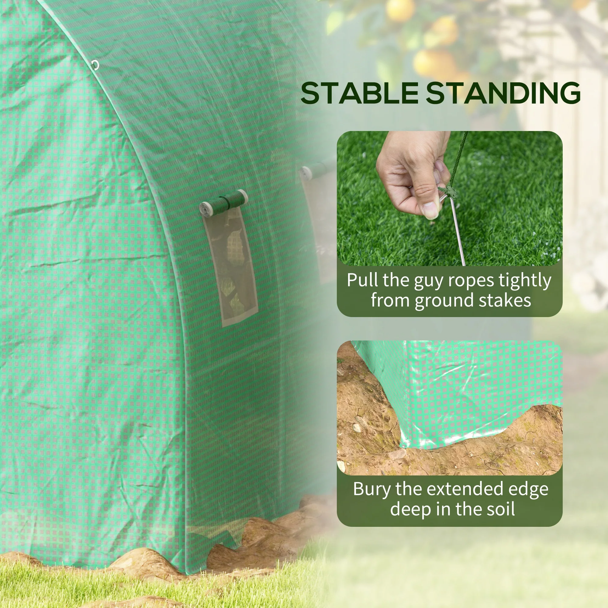 Outsunny Polytunnel Green House With Sprinkler System, Wide Door, 4 X 3(m) - Image 8