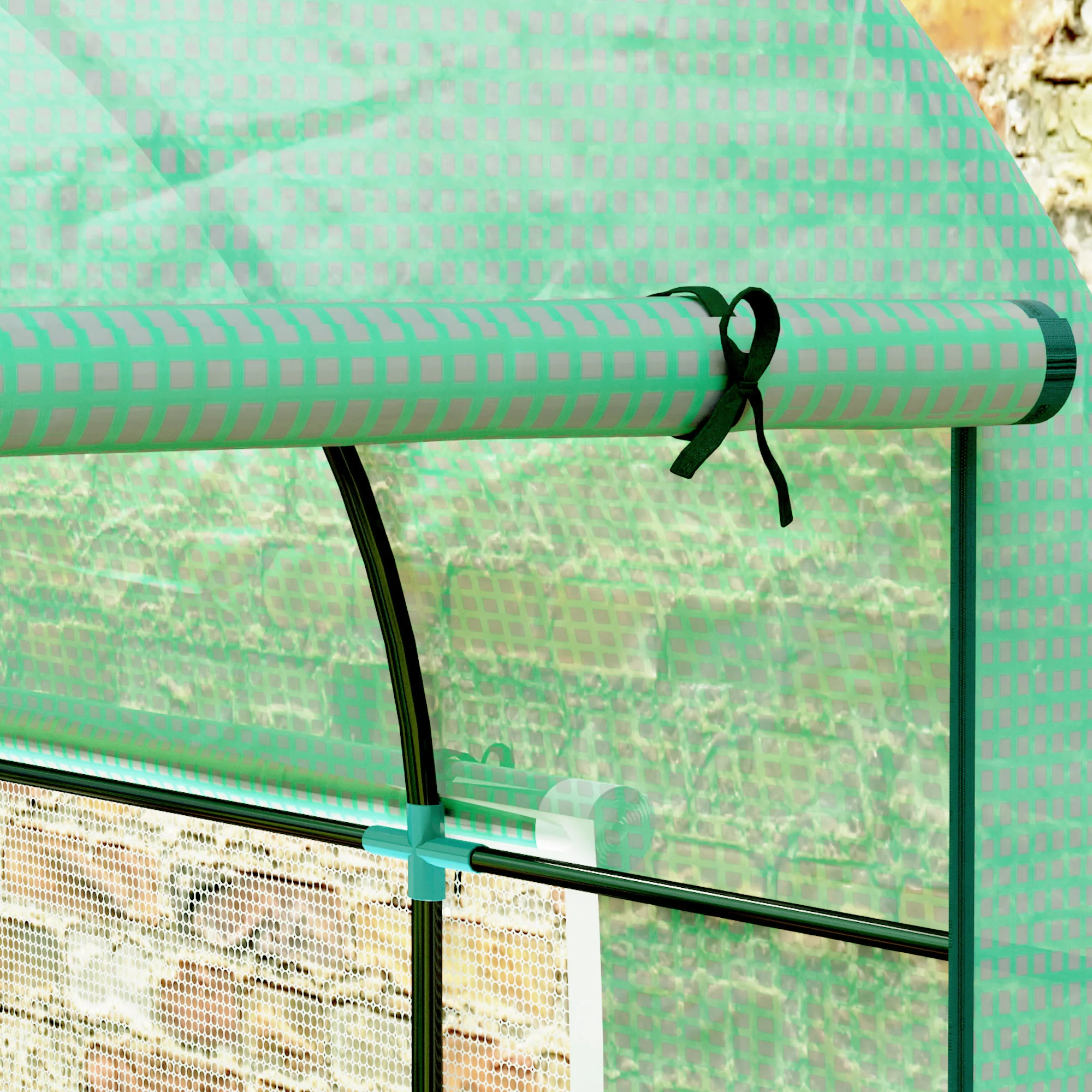 Outsunny Polytunnel Greenhouse With Doors And Mesh Windows - Image 9