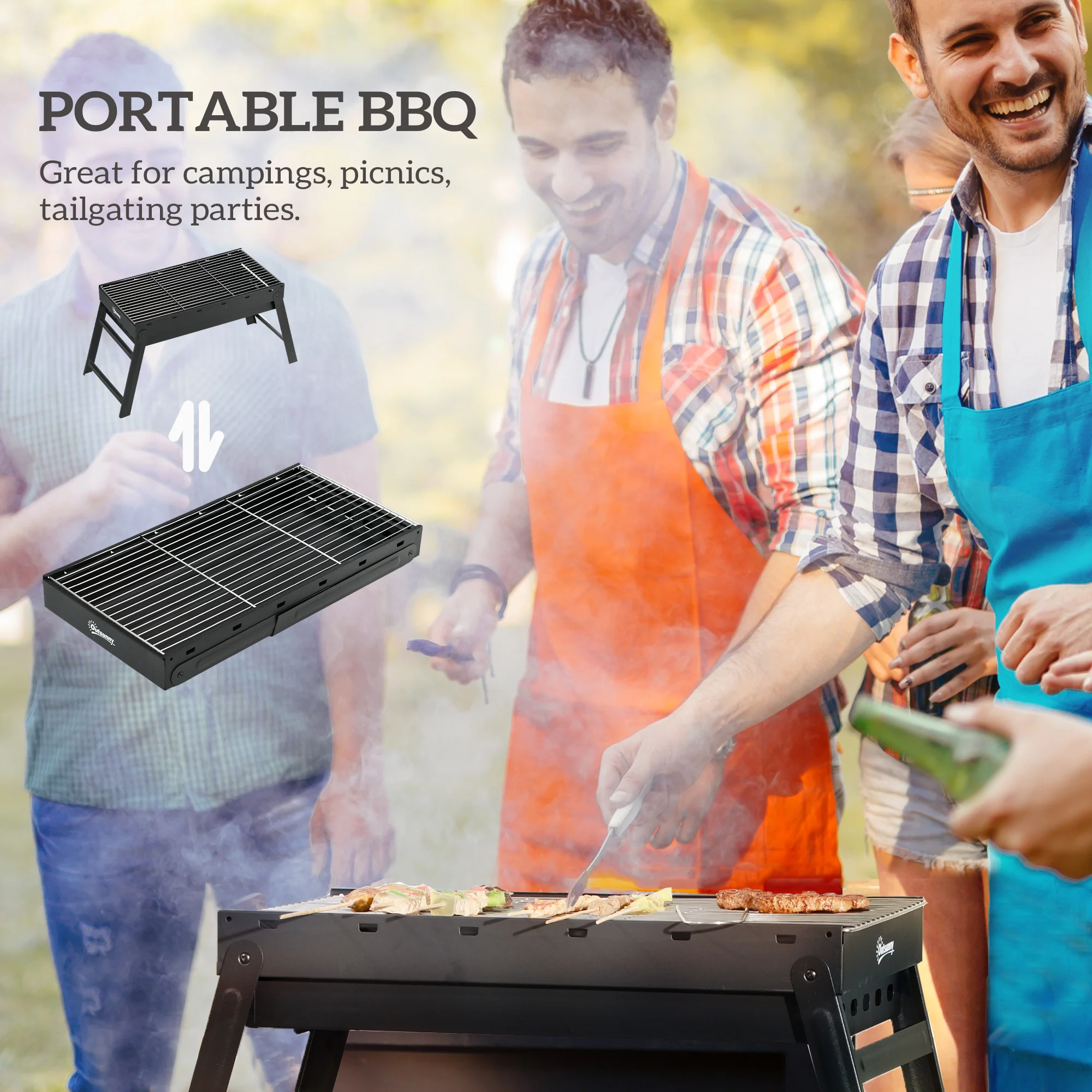 Outsunny Portable Charcoal Grill With Pull-Out Charcoal Basin - Image 12